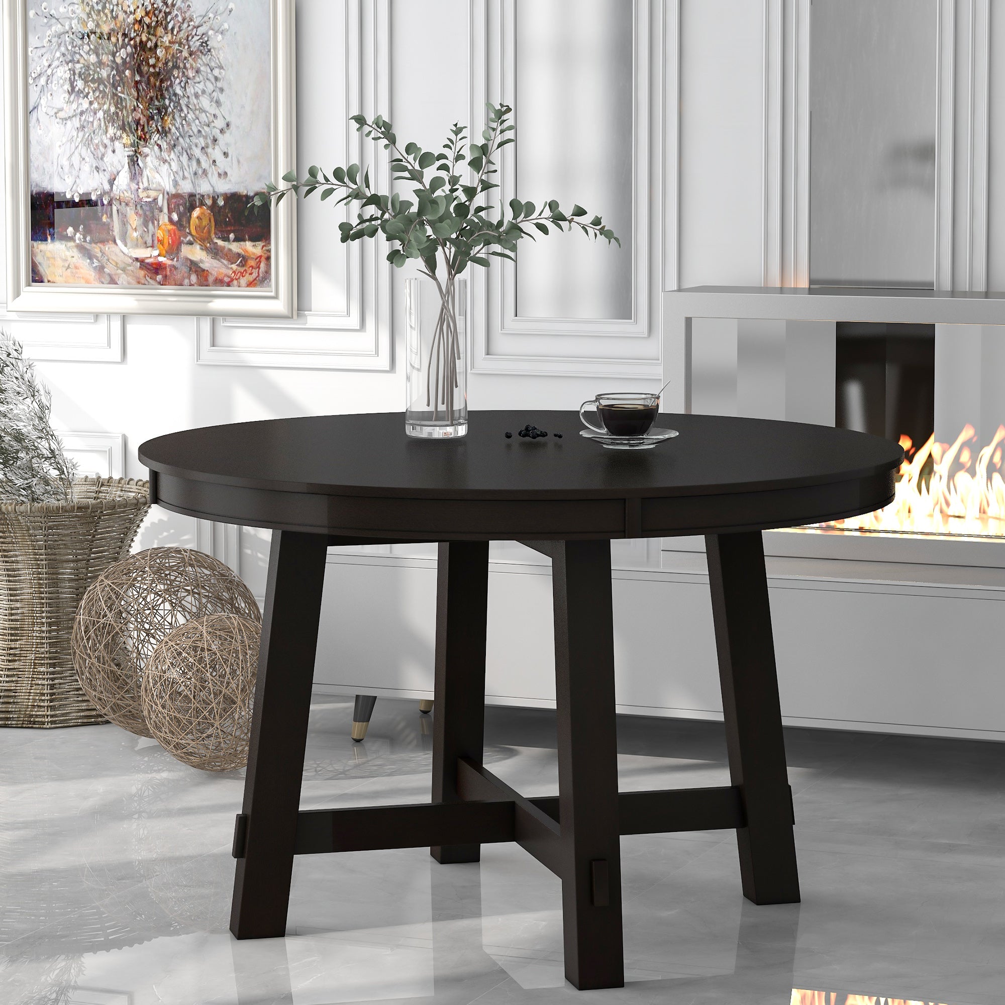 Farmhouse Round Extendable Dining Table