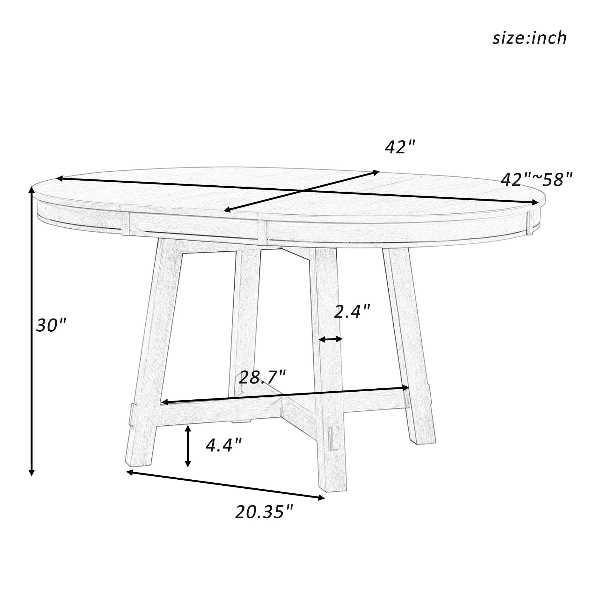 Farmhouse Round Extendable Dining Table