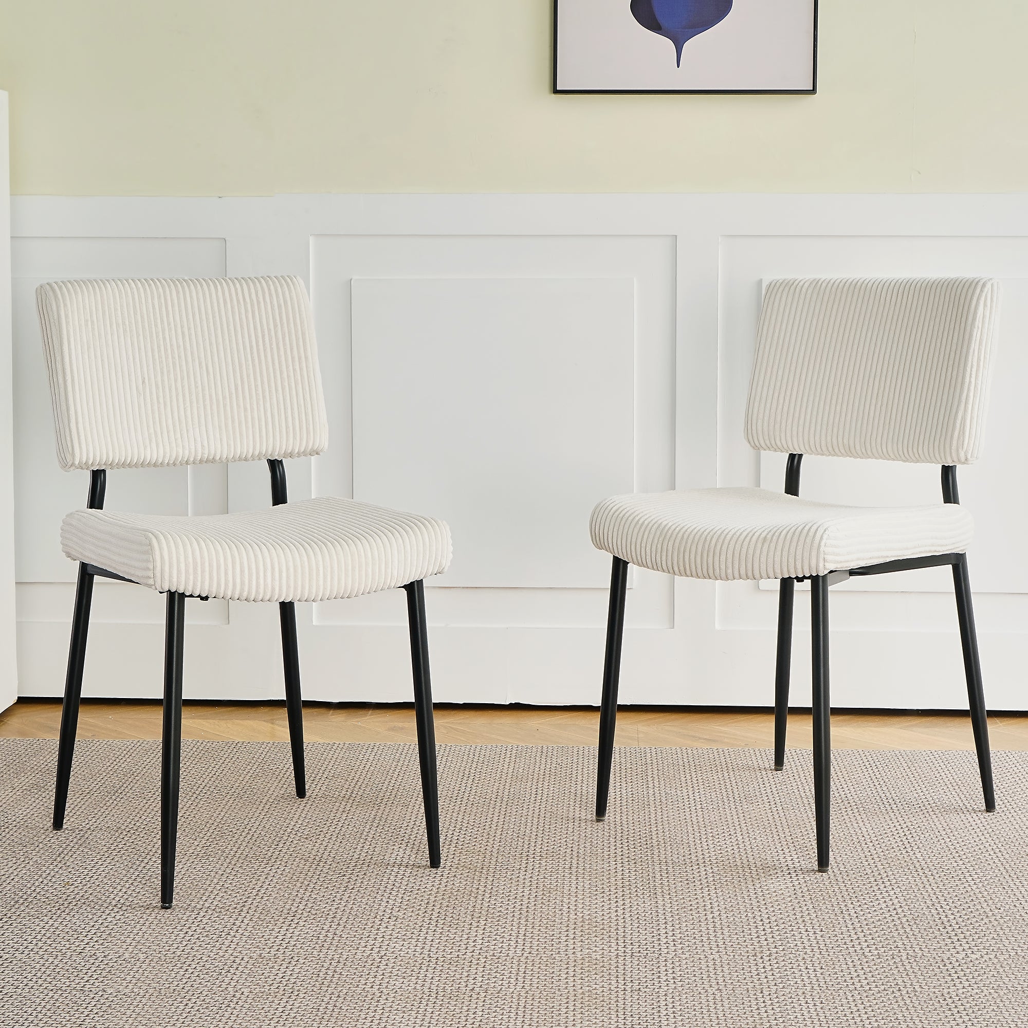 Modern Beige simple dining chair Fabric Upholstered Chairs