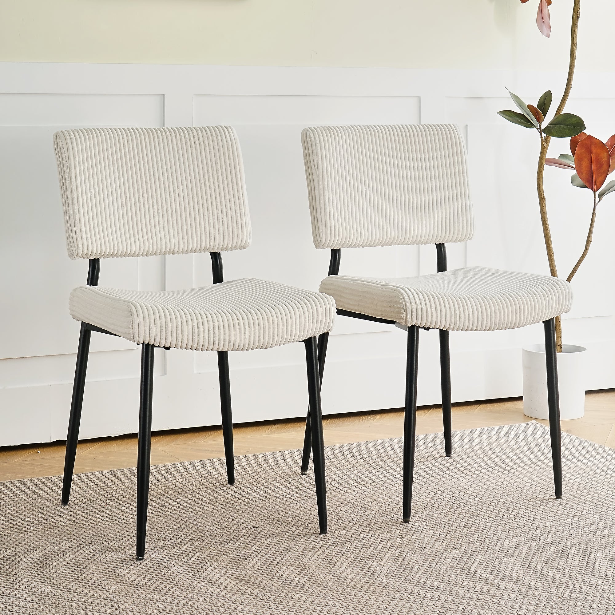 Modern Beige simple dining chair Fabric Upholstered Chairs