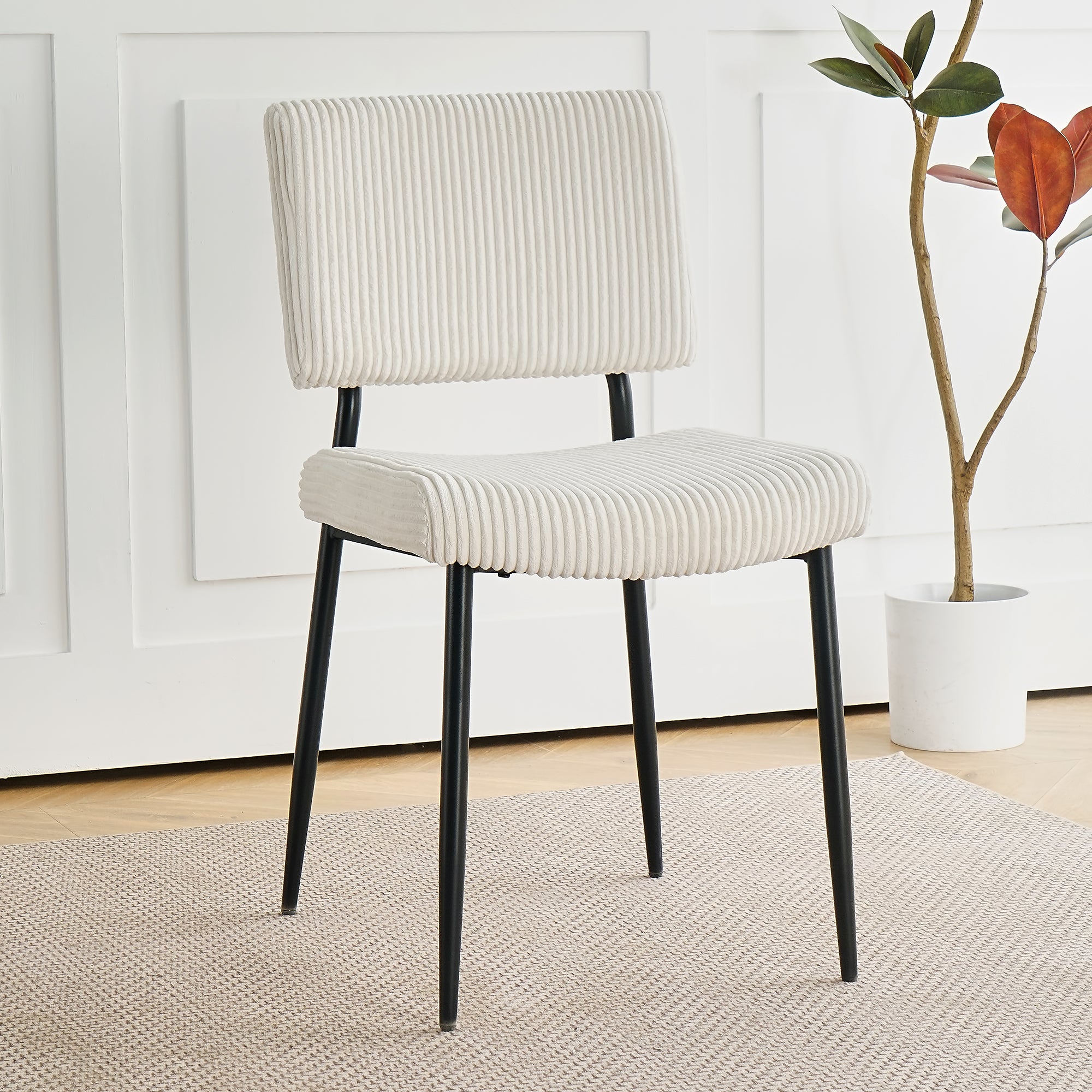 Modern Beige simple dining chair Fabric Upholstered Chairs