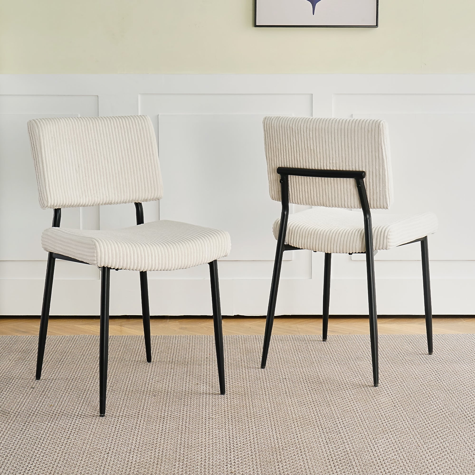 Modern Beige simple dining chair Fabric Upholstered Chairs