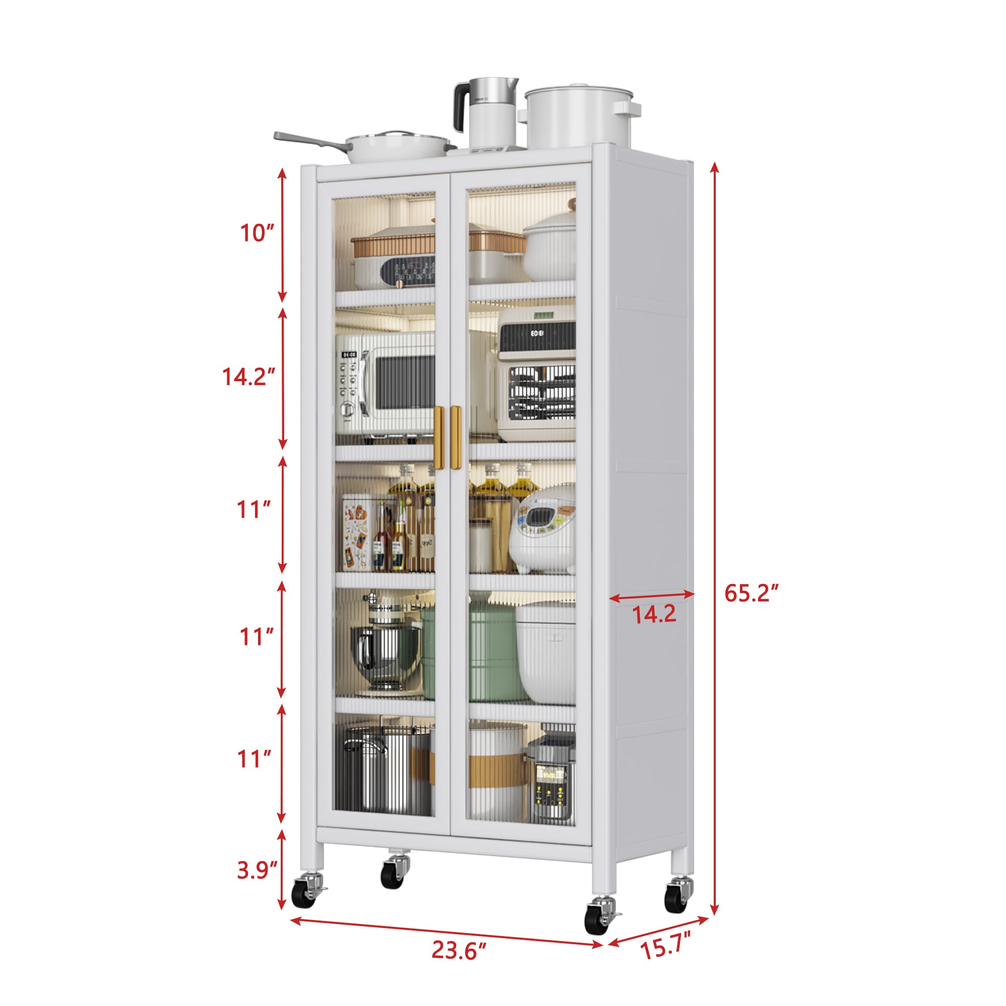 Open-door kitchen shelving Floor-to-ceiling multilevel household microwave