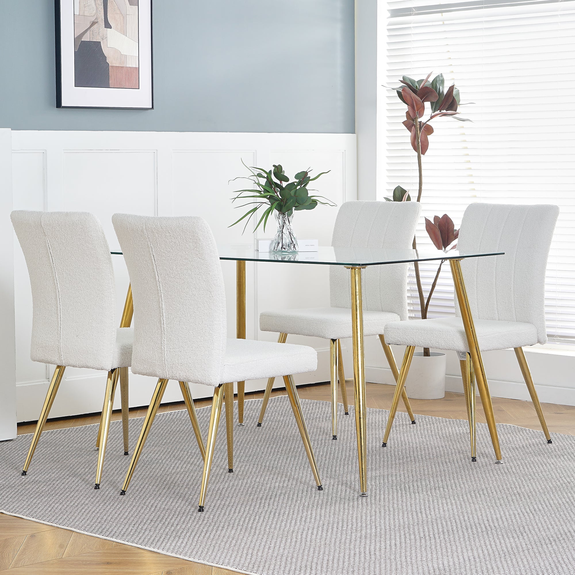 Modern White teddy wool dining chair