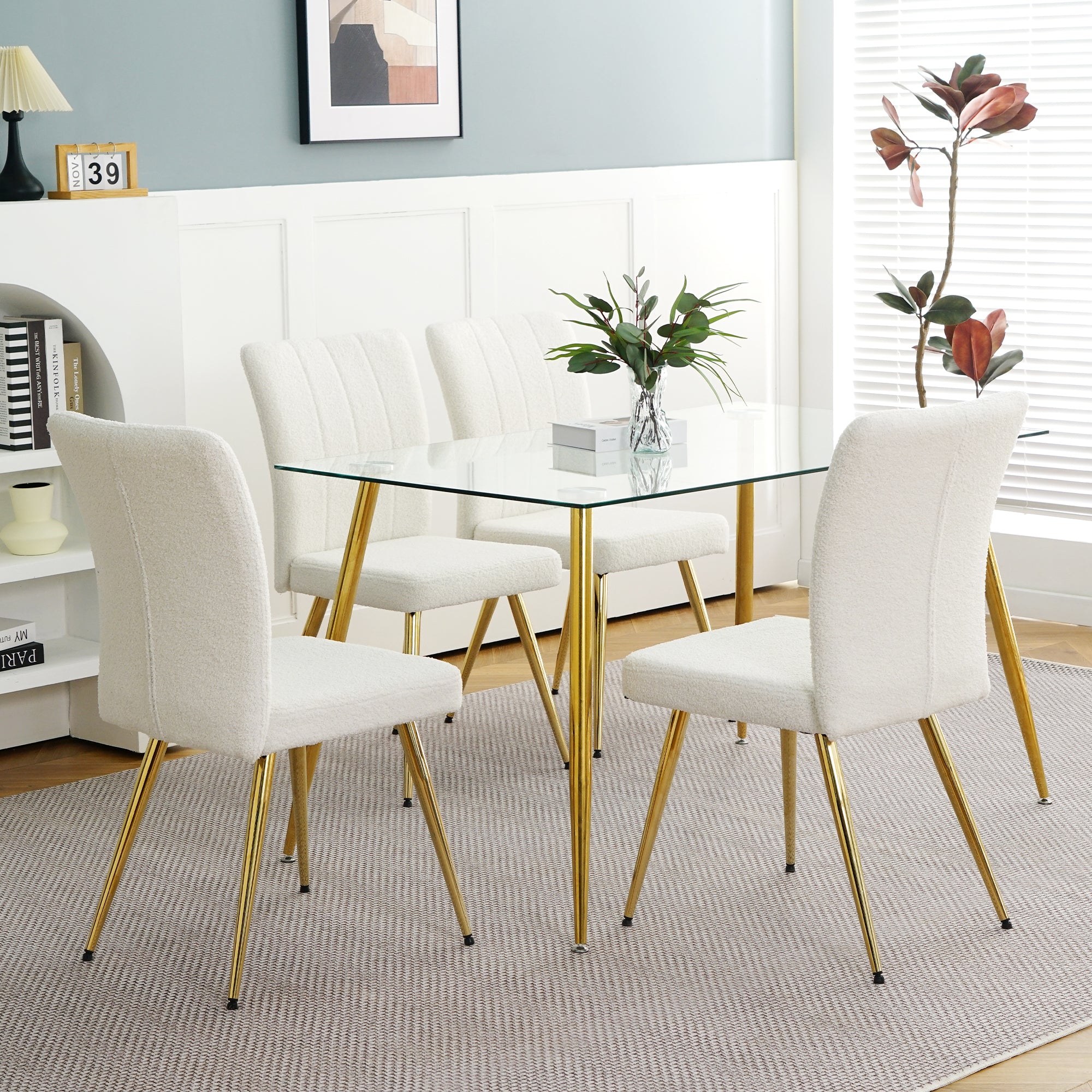 Modern White teddy wool dining chair