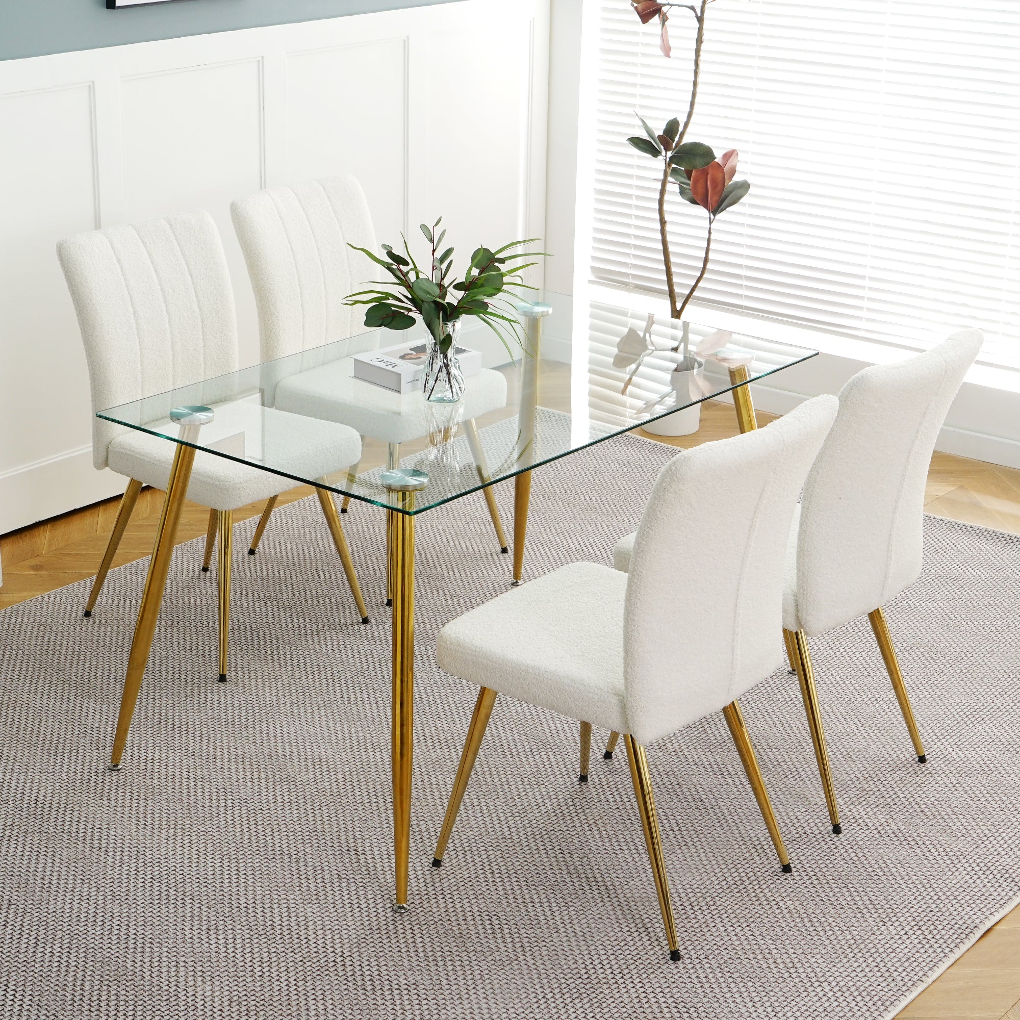 Modern White teddy wool dining chair