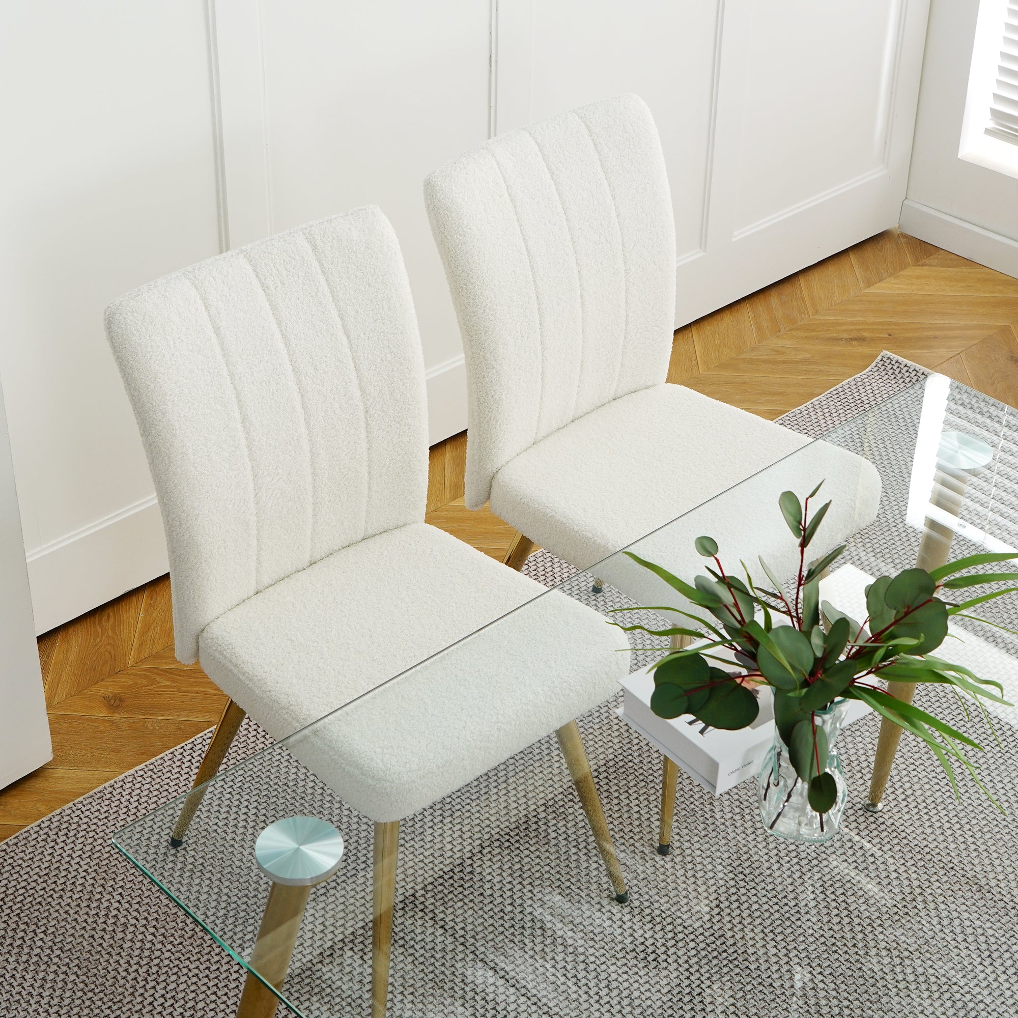 Modern White teddy wool dining chair