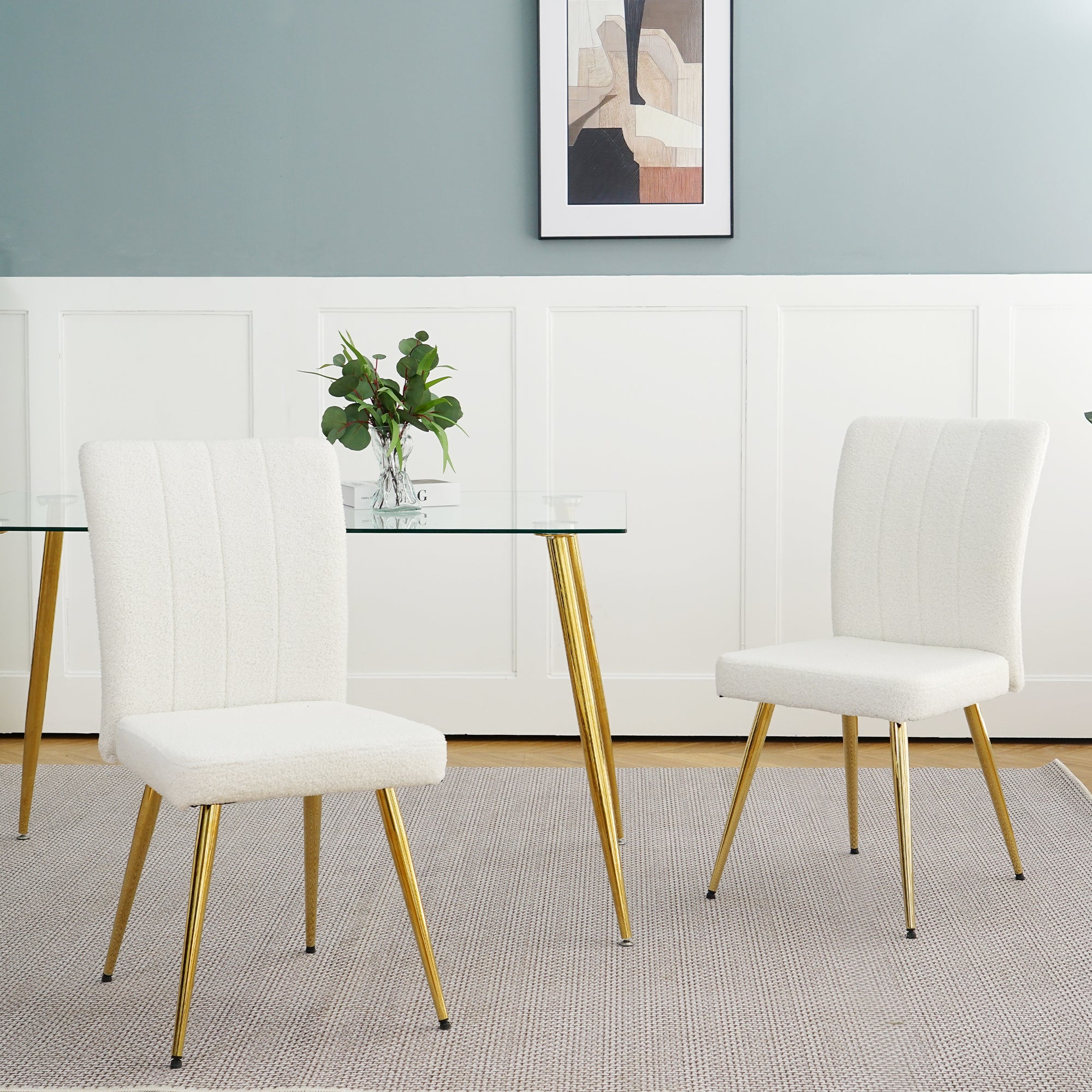 Modern White teddy wool dining chair