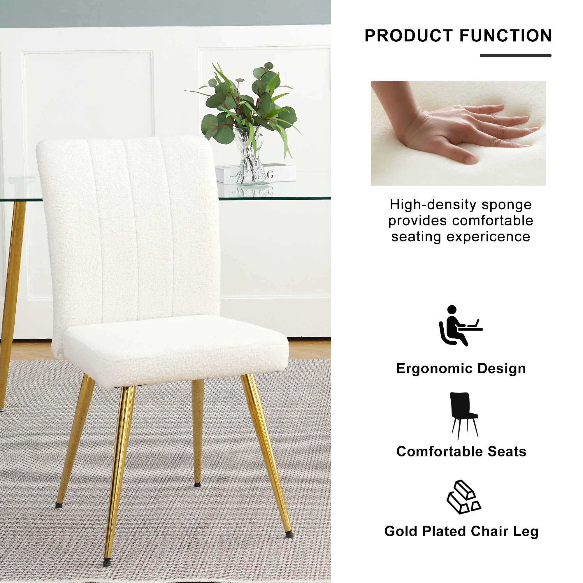 Modern White teddy wool dining chair