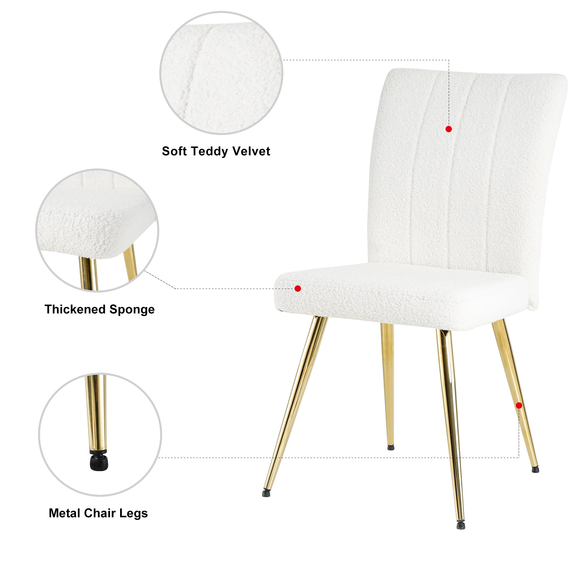 Modern White teddy wool dining chair