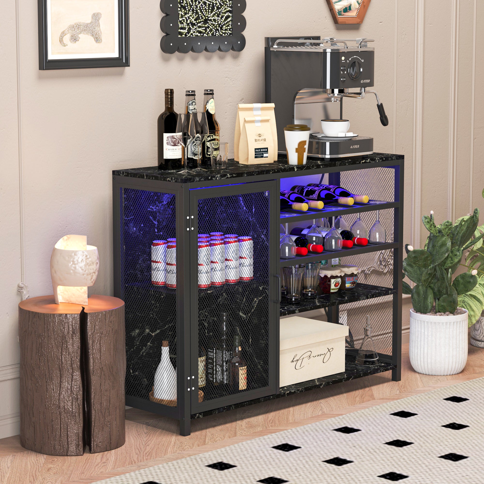 Bar Cabinet,Wine Bar Cabinet,Liquor Storage Credenza,Sideboard with Wine Racks