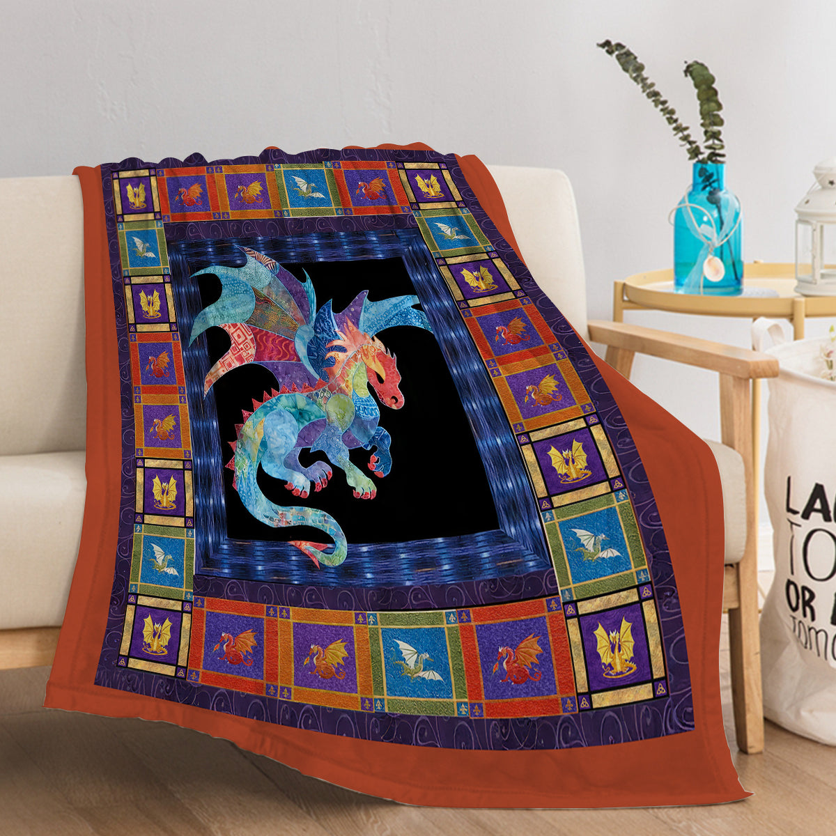 3D Dragons Soft Printed Flannel Throw Blanket Lightweight