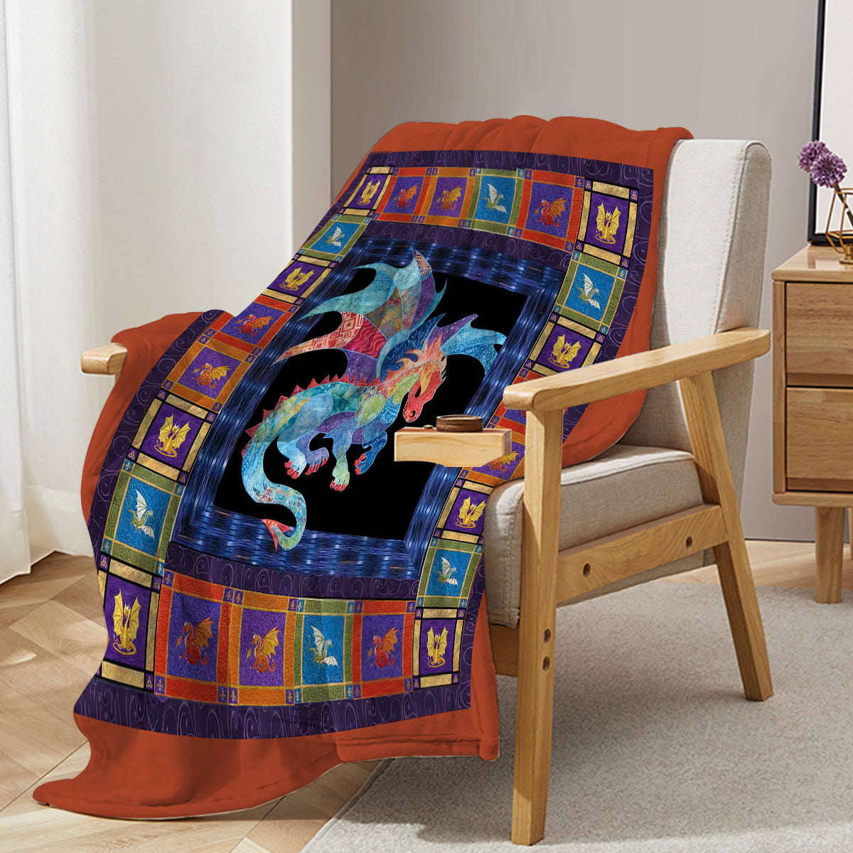 3D Dragons Soft Printed Flannel Throw Blanket Lightweight