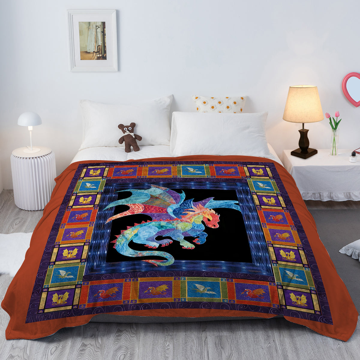 3D Dragons Soft Printed Flannel Throw Blanket Lightweight