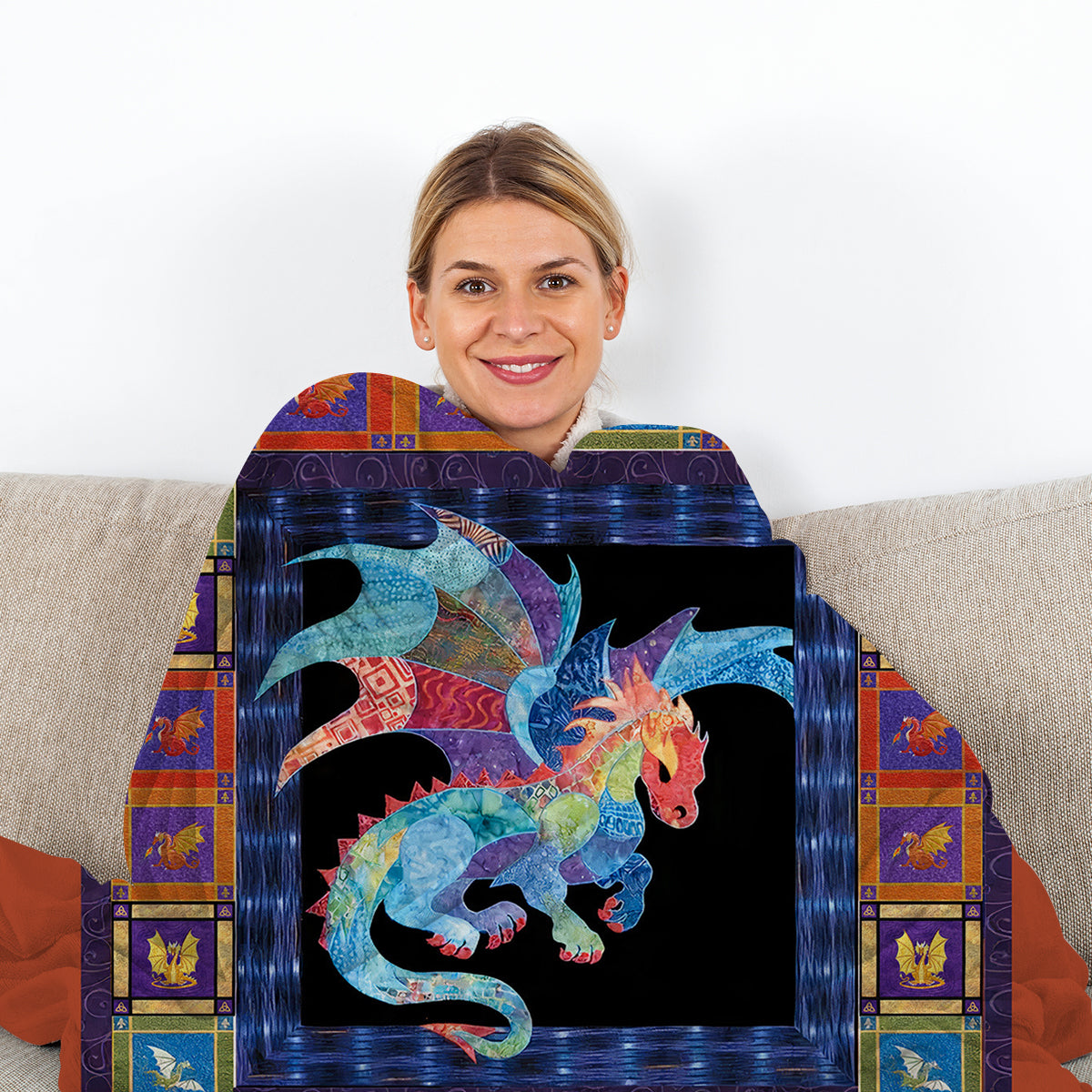 3D Dragons Soft Printed Flannel Throw Blanket Lightweight