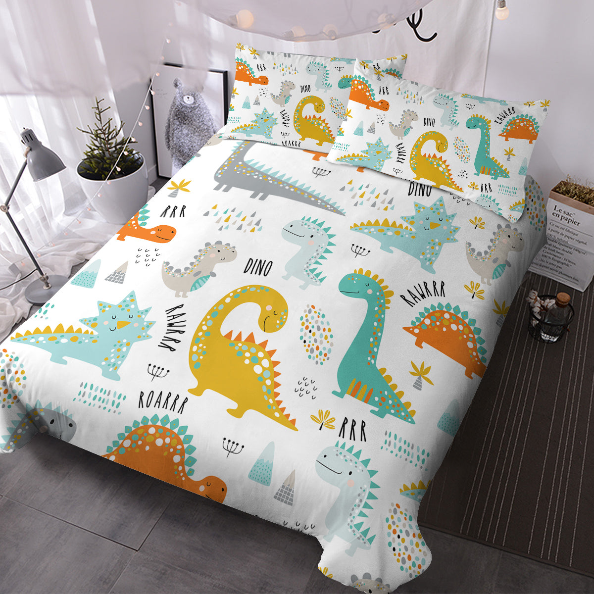 3Pcs Dinosaur Twin soft Duvet Cover set for Comforter bedding Cover for Home Bedroom Gift