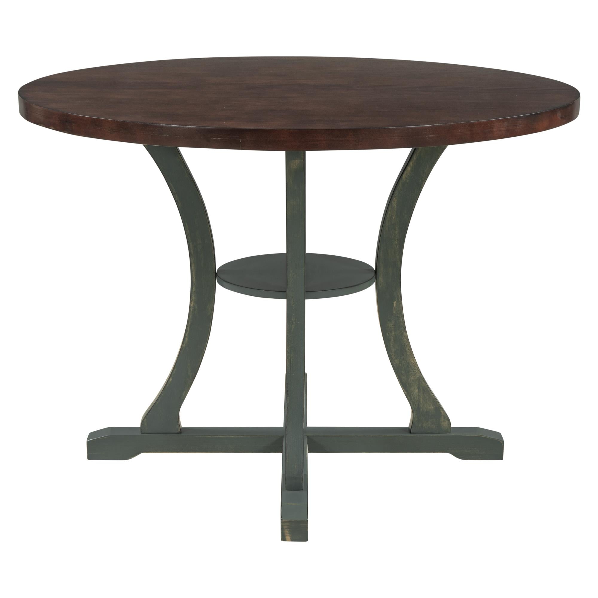 5-Piece Round Dining Table and 4 Fabric Chairs with Special-shaped Table Legs