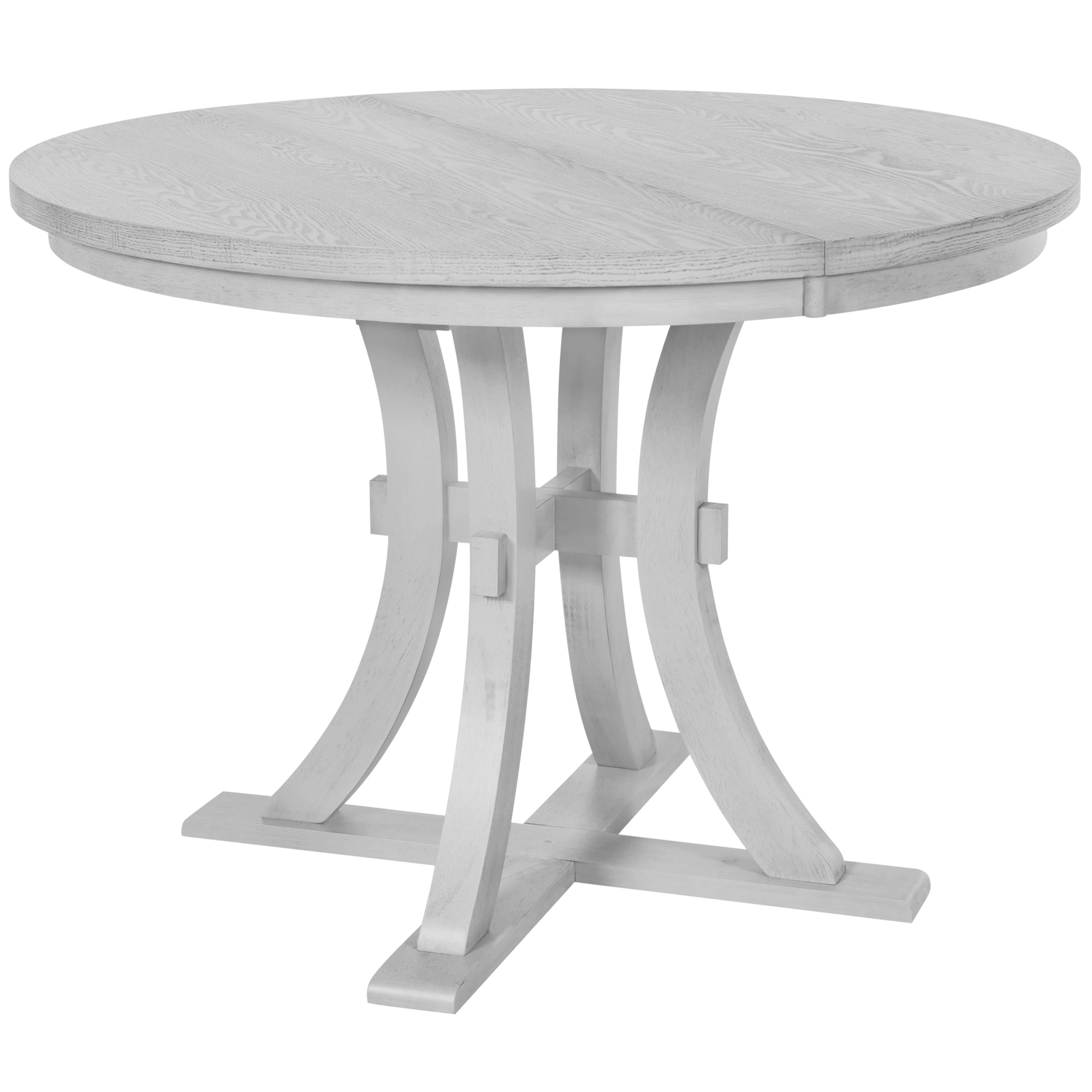 5-Piece Rustic Round Pedestal Extendable Dining Table