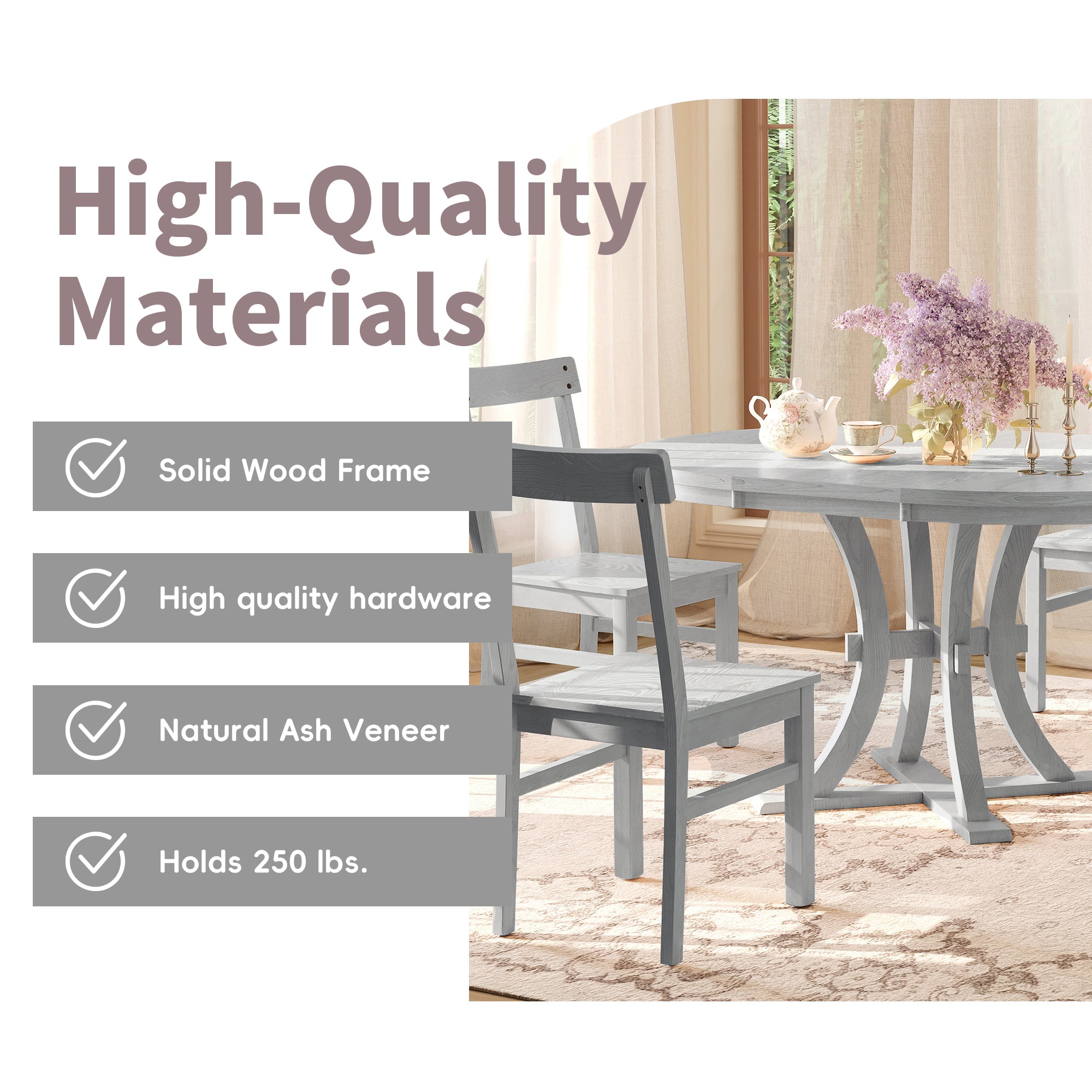 5-Piece Rustic Round Pedestal Extendable Dining Table