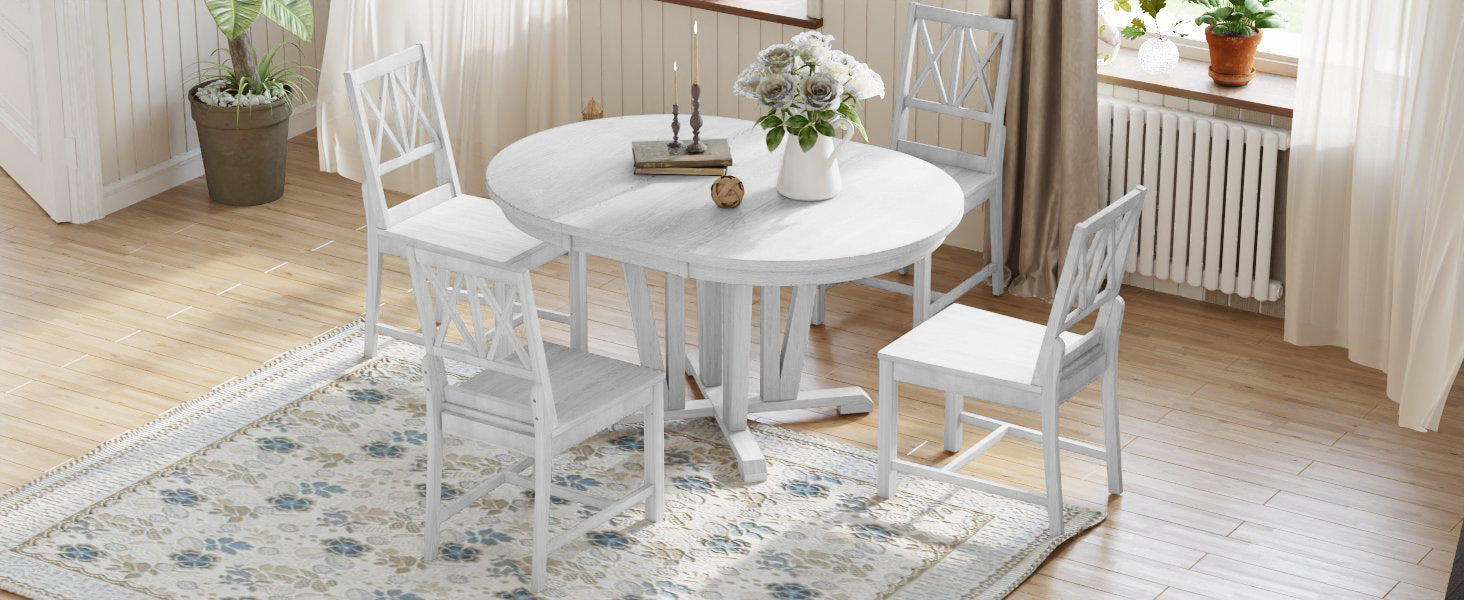 Rustic 5-Piece Extendable Dining Table