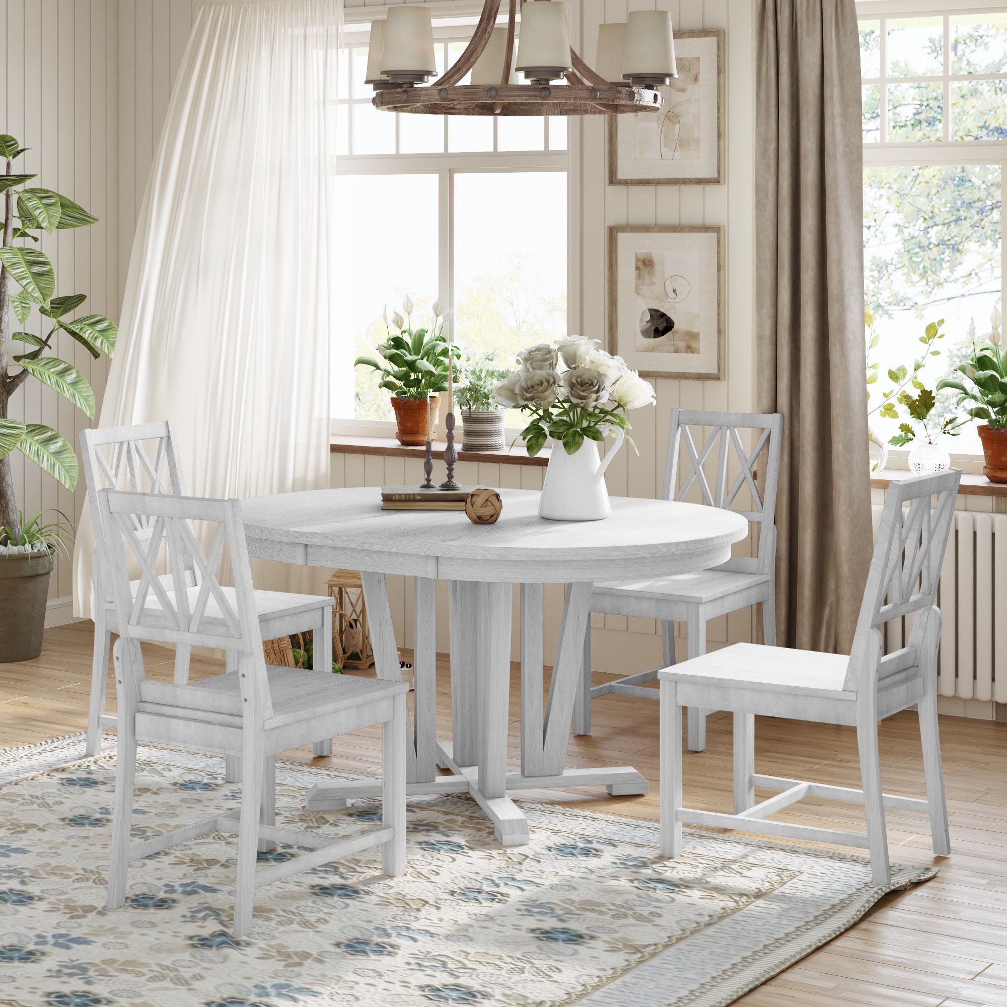 Rustic 5-Piece Extendable Dining Table