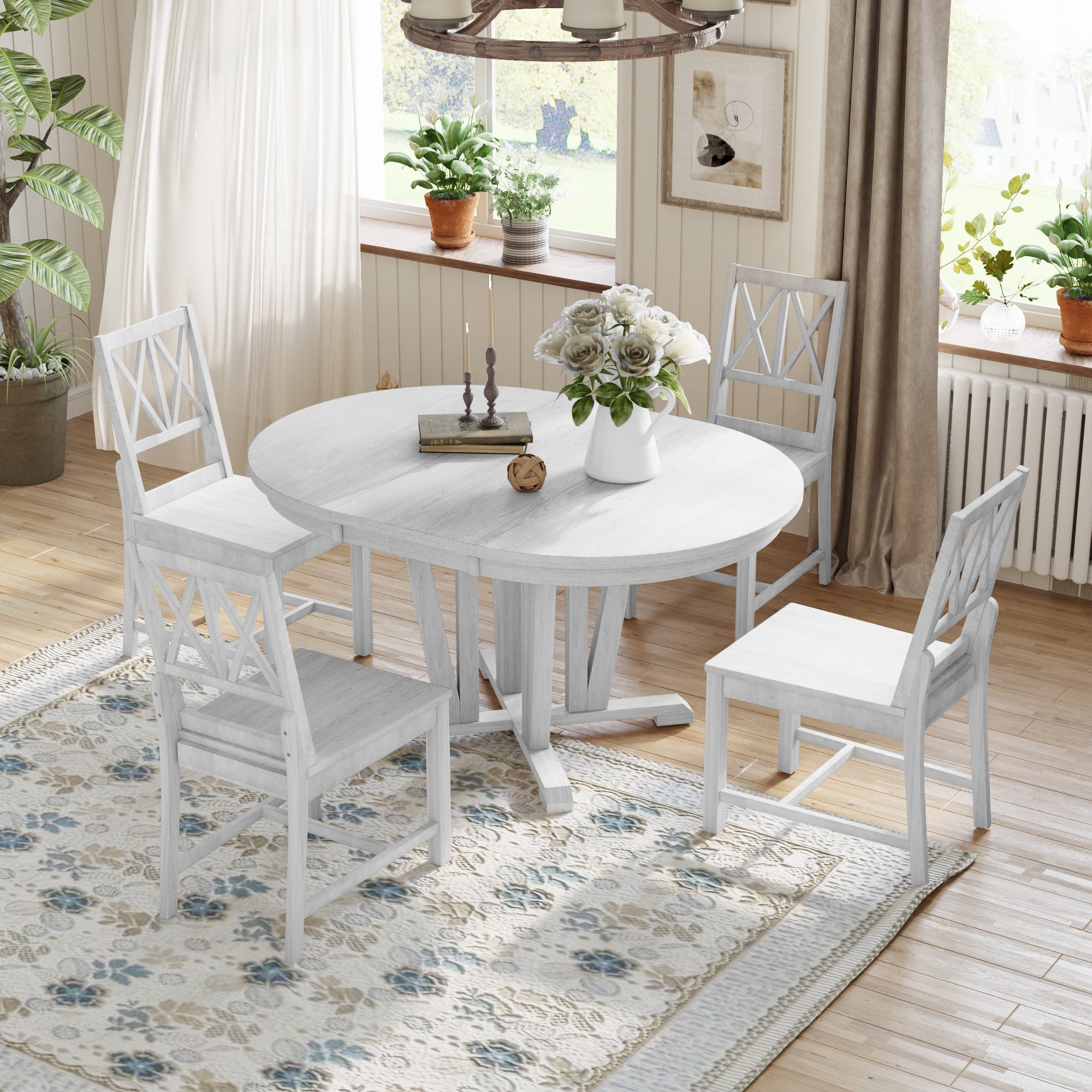 Rustic 5-Piece Extendable Dining Table