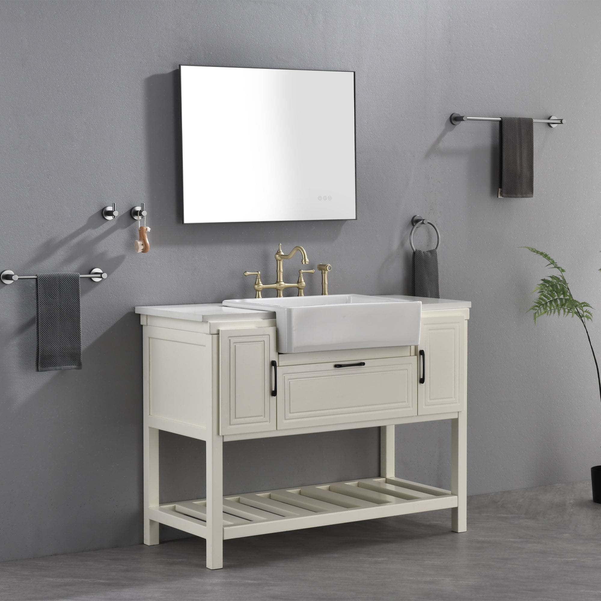 32x24 Inch LED Backlit Bathroom Mirror with Metal Frame