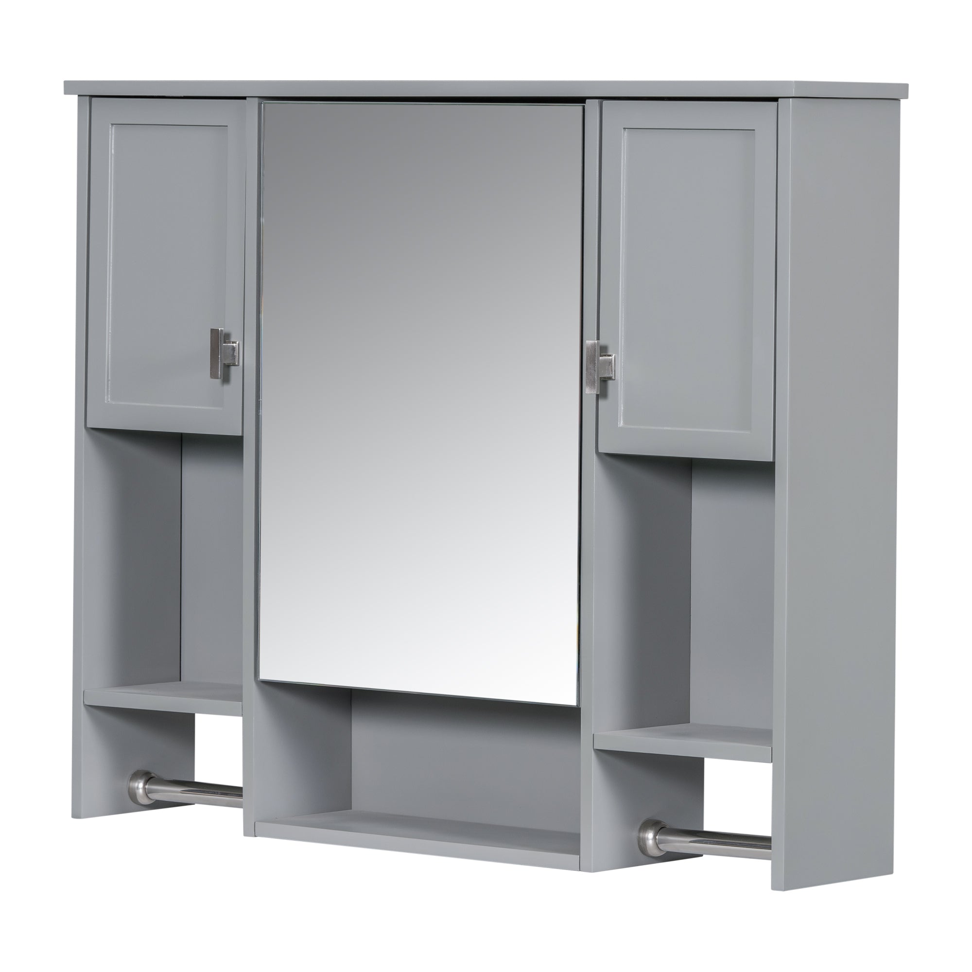 Modern Mirror Cabinet with Towels Bar, Bathroom Storage Cabinet