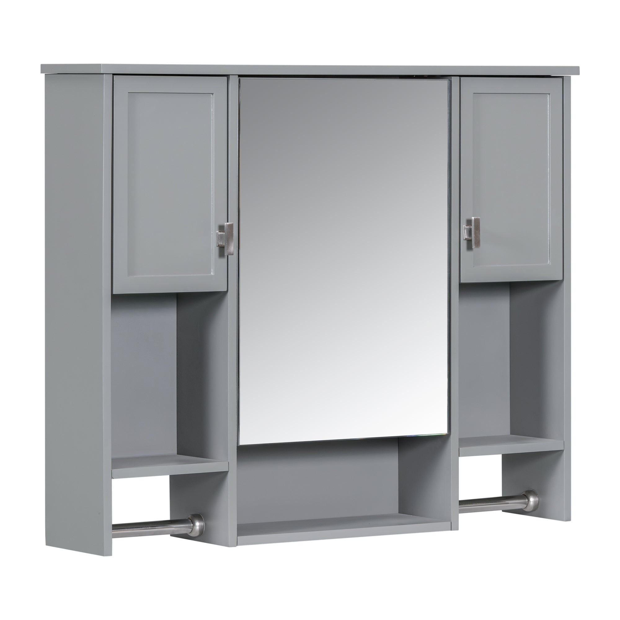 Modern Mirror Cabinet with Towels Bar, Bathroom Storage Cabinet