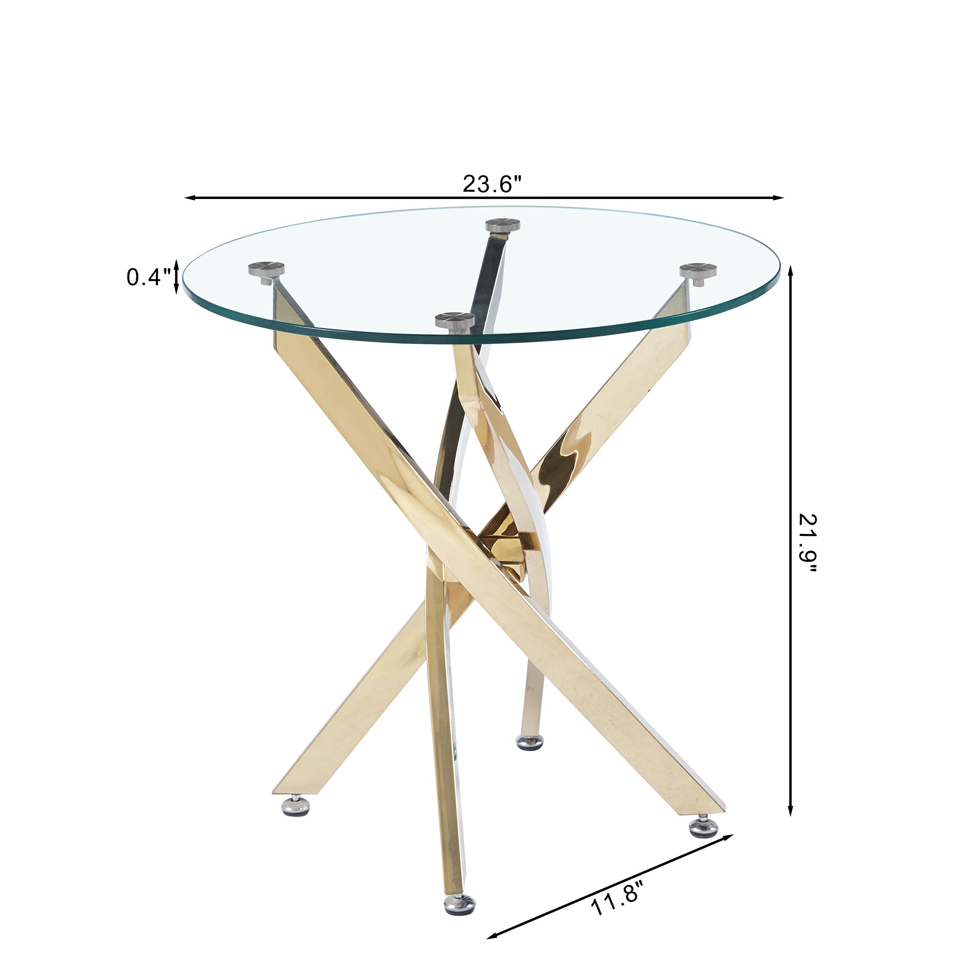 Modern Round Tempered Glass End Table with Chrome Legs