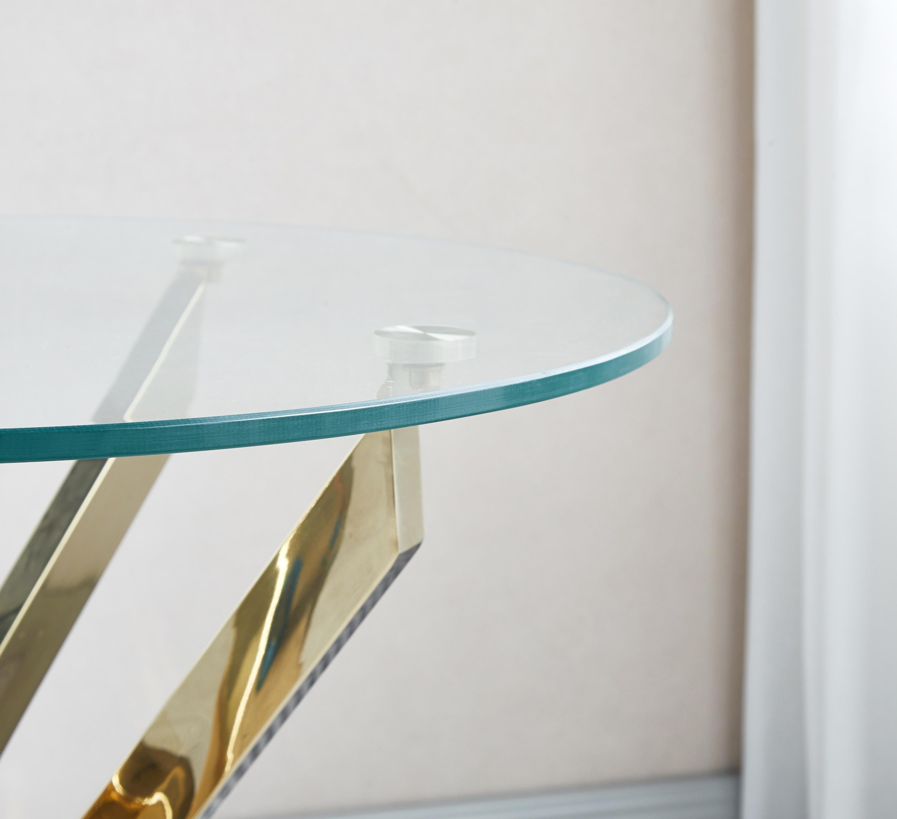 Modern Round Tempered Glass End Table with Chrome Legs