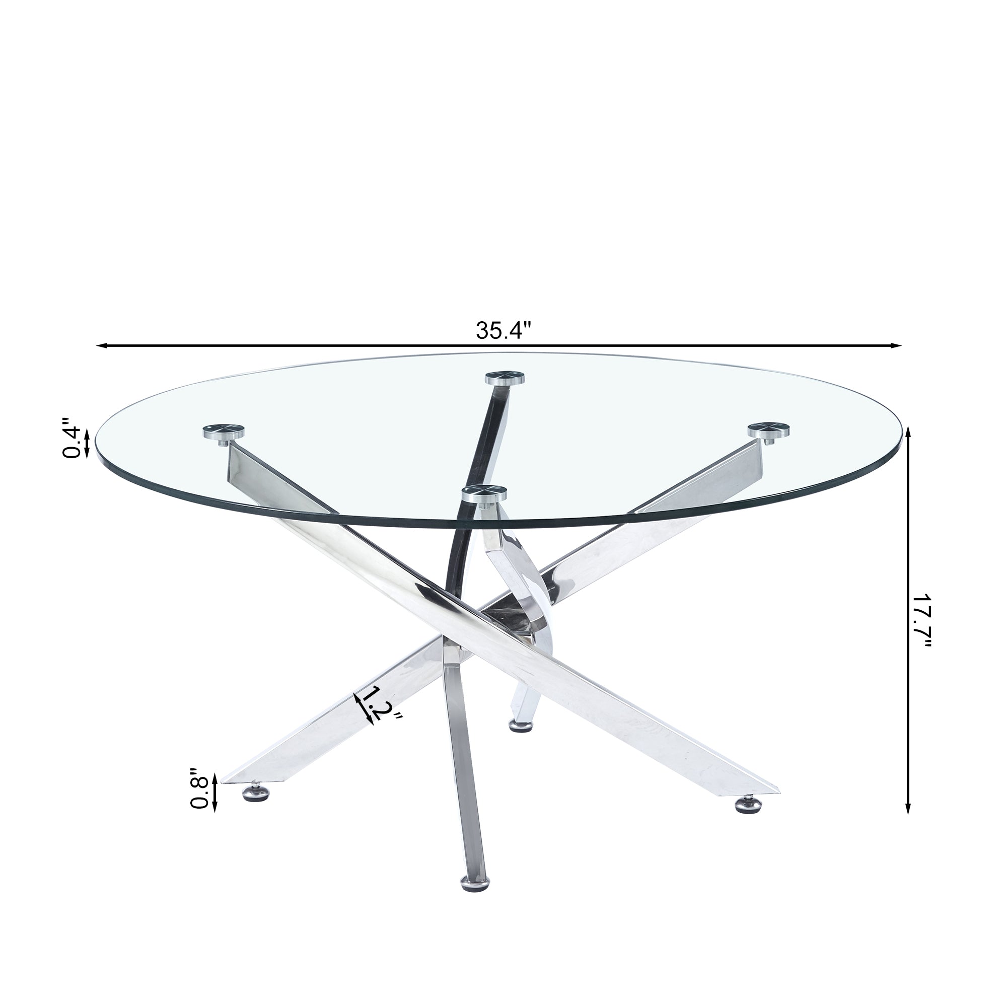 Modern Round Tempered Glass Coffee Table with Chrome Legs