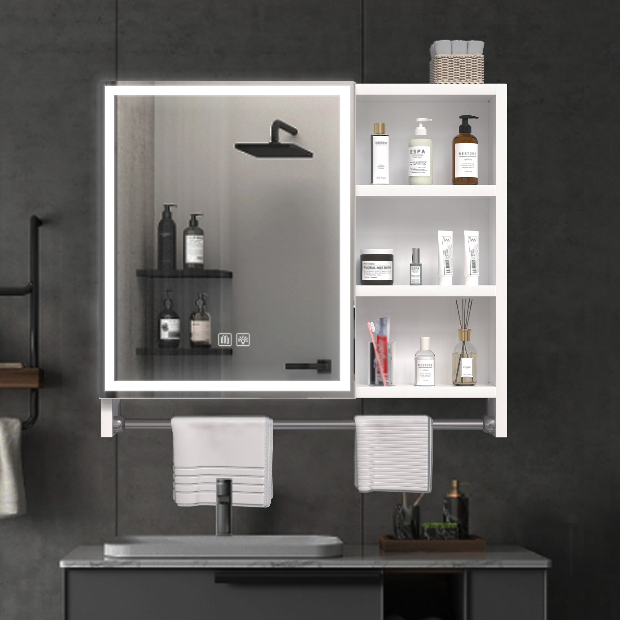 Modern 32x28inches bathroom cabinets, medicine cabinets with mirrors and LED lights