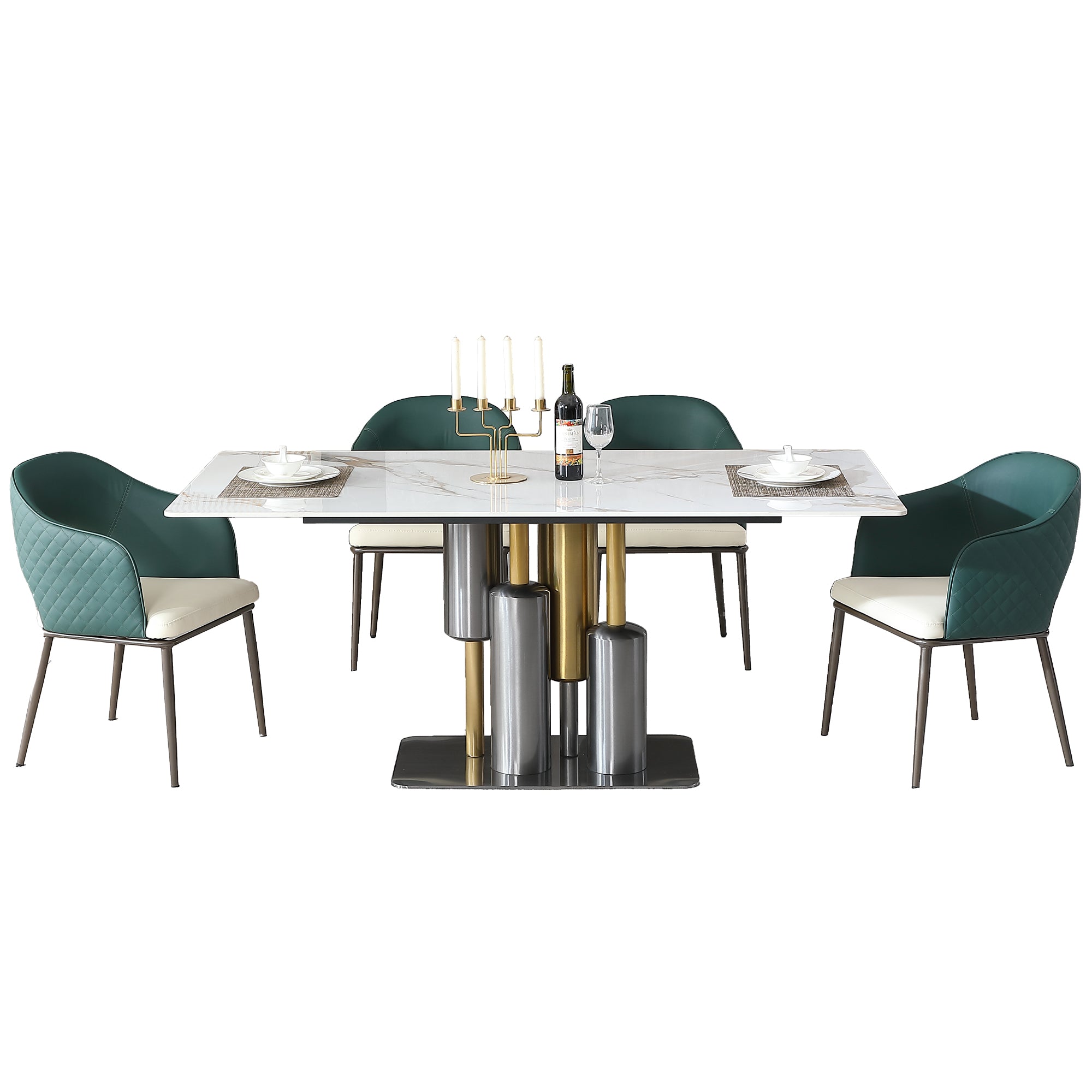 Modern Dining Table Set, White Dining Table Sintered Stone Dining Table