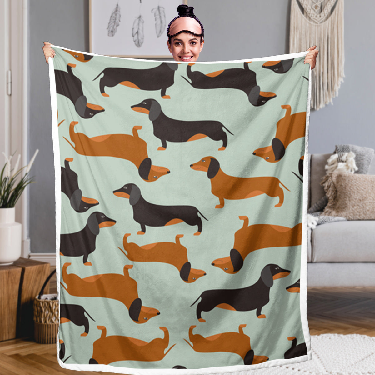 Dachshund Printed Sherpa Fleece Blanket 50*60 Inches Soft Warm Cozy Air Conditioning Nap