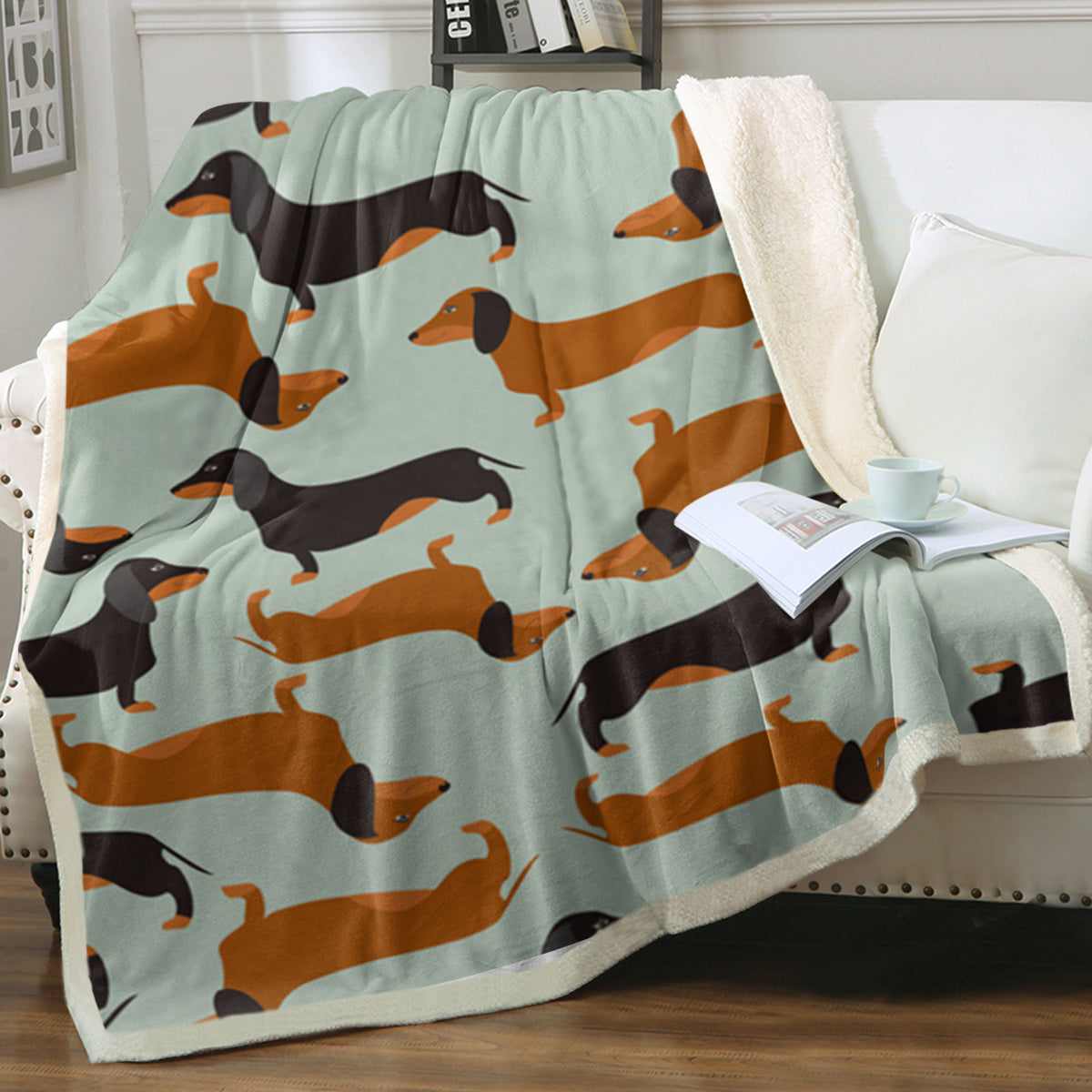 Dachshund Printed Sherpa Fleece Blanket 50*60 Inches Soft Warm Cozy Air Conditioning Nap