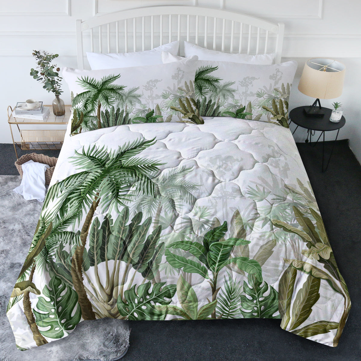 Tree Comforter Set Twin Size for Home Bedroom Banana Tree Bedding Set Down Alternative