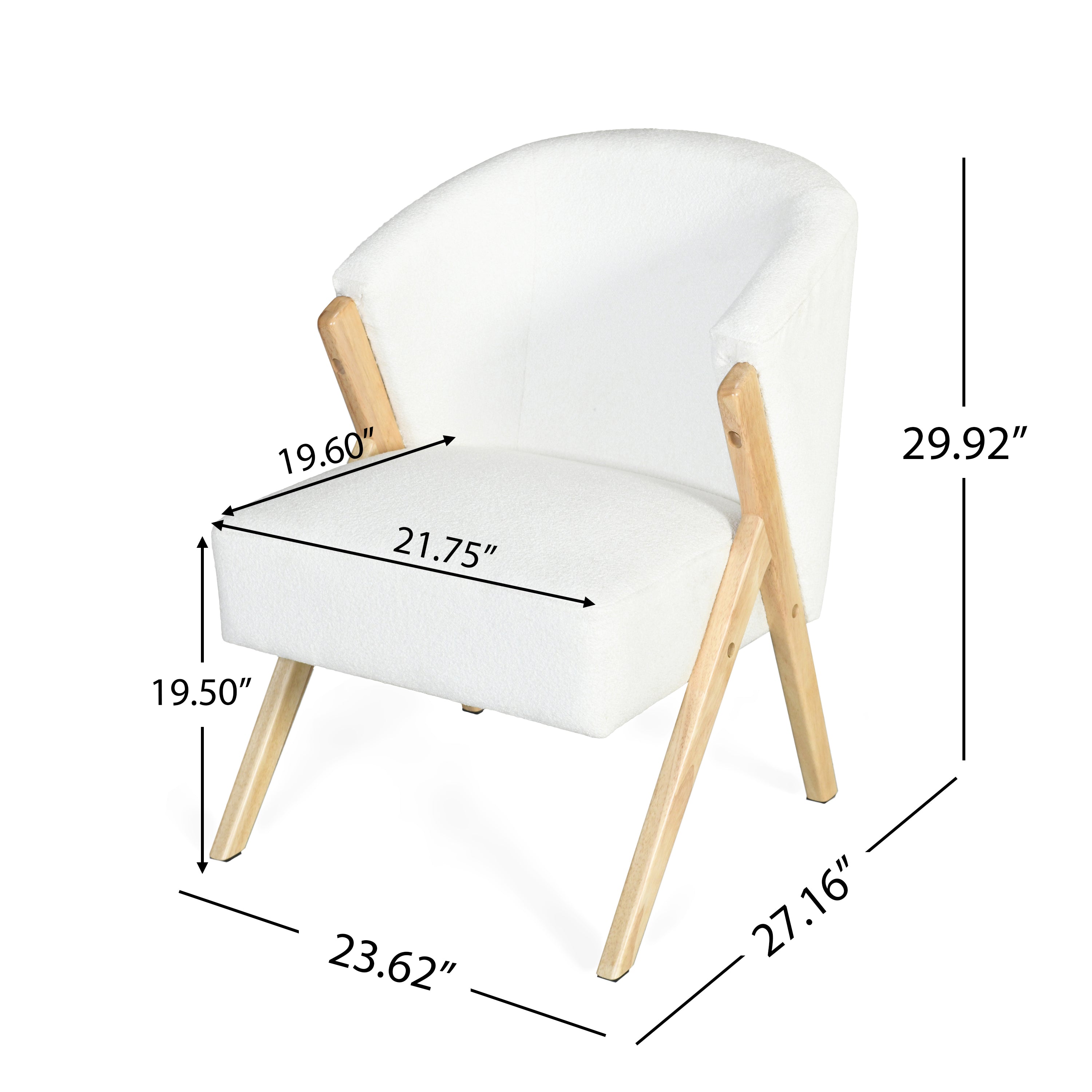 Modern Accent Chair with White Upholstery and Solid Wood Frame