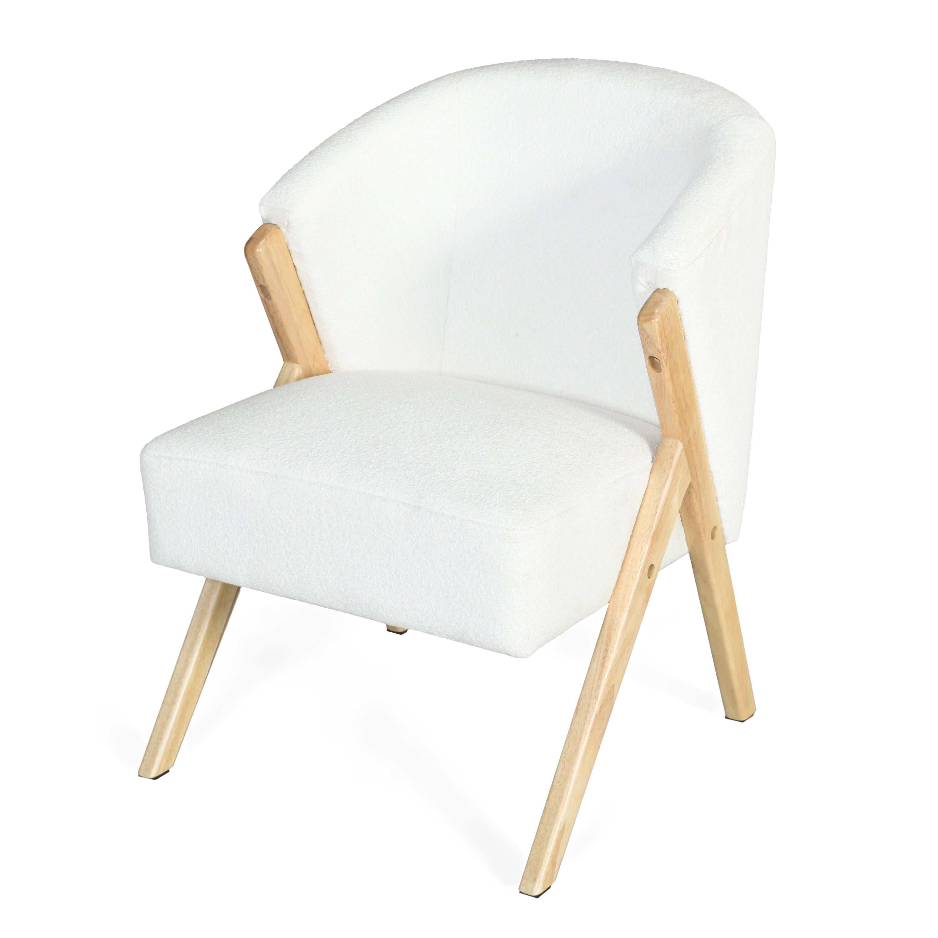 Modern Accent Chair with White Upholstery and Solid Wood Frame