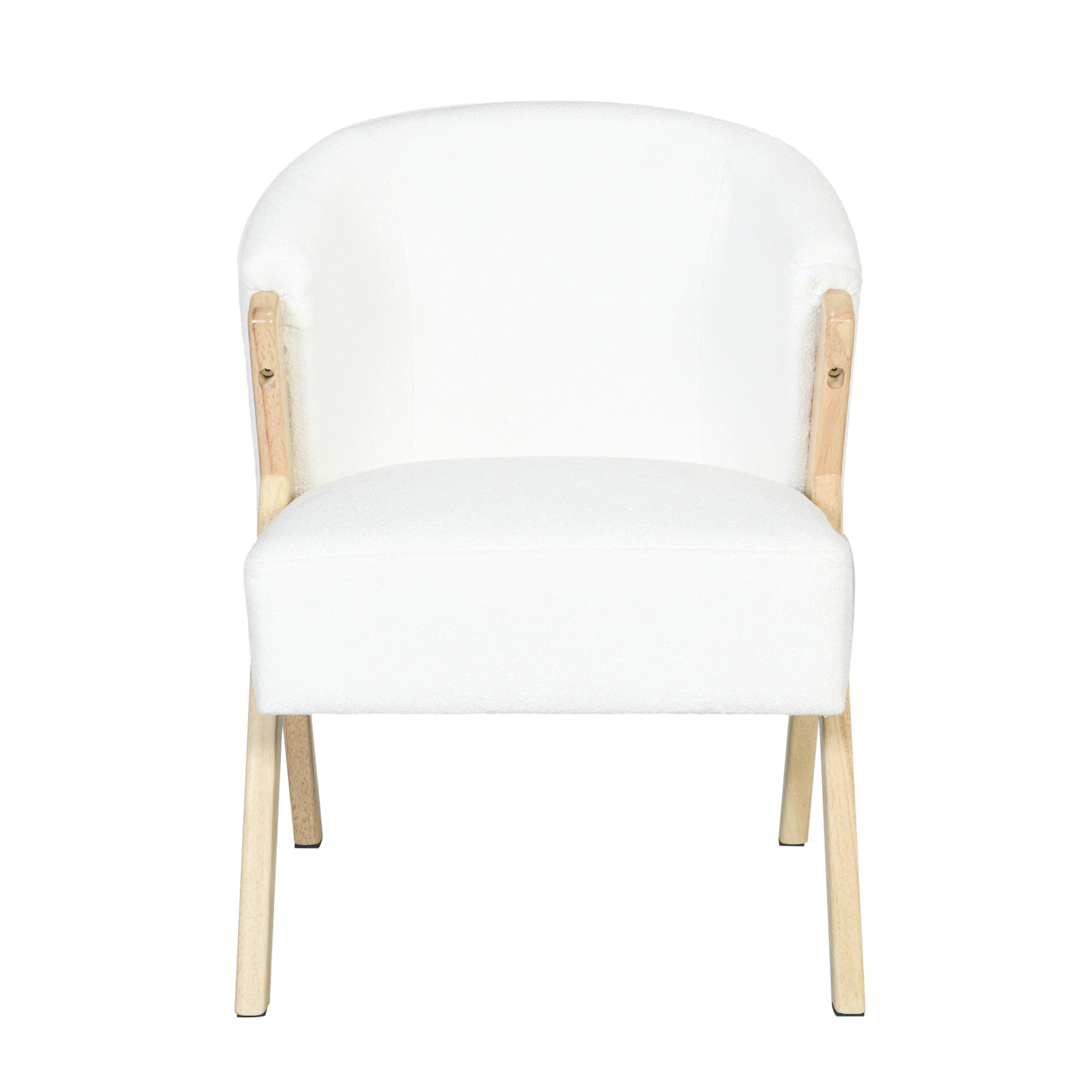 Modern Accent Chair with White Upholstery and Solid Wood Frame