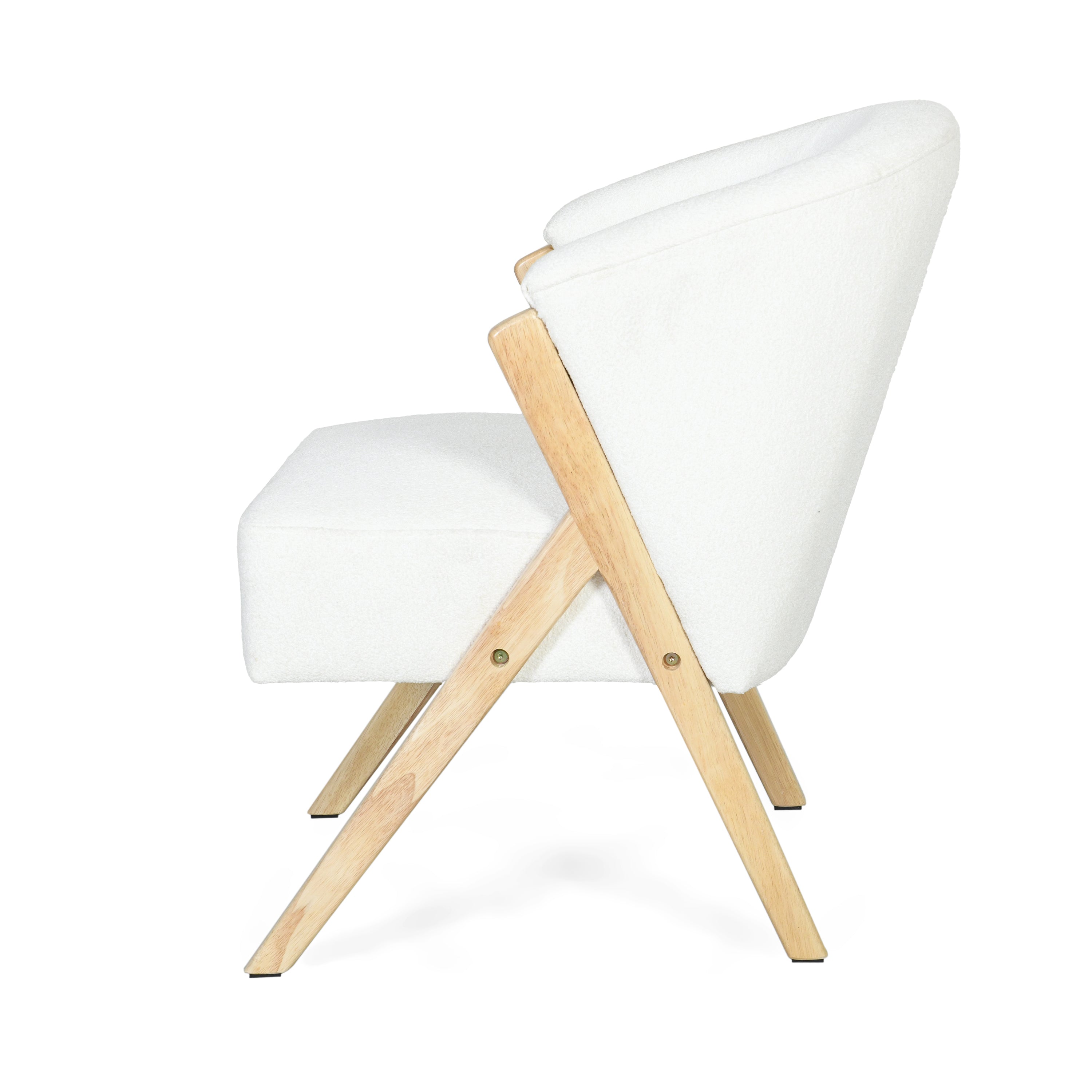 Modern Accent Chair with White Upholstery and Solid Wood Frame