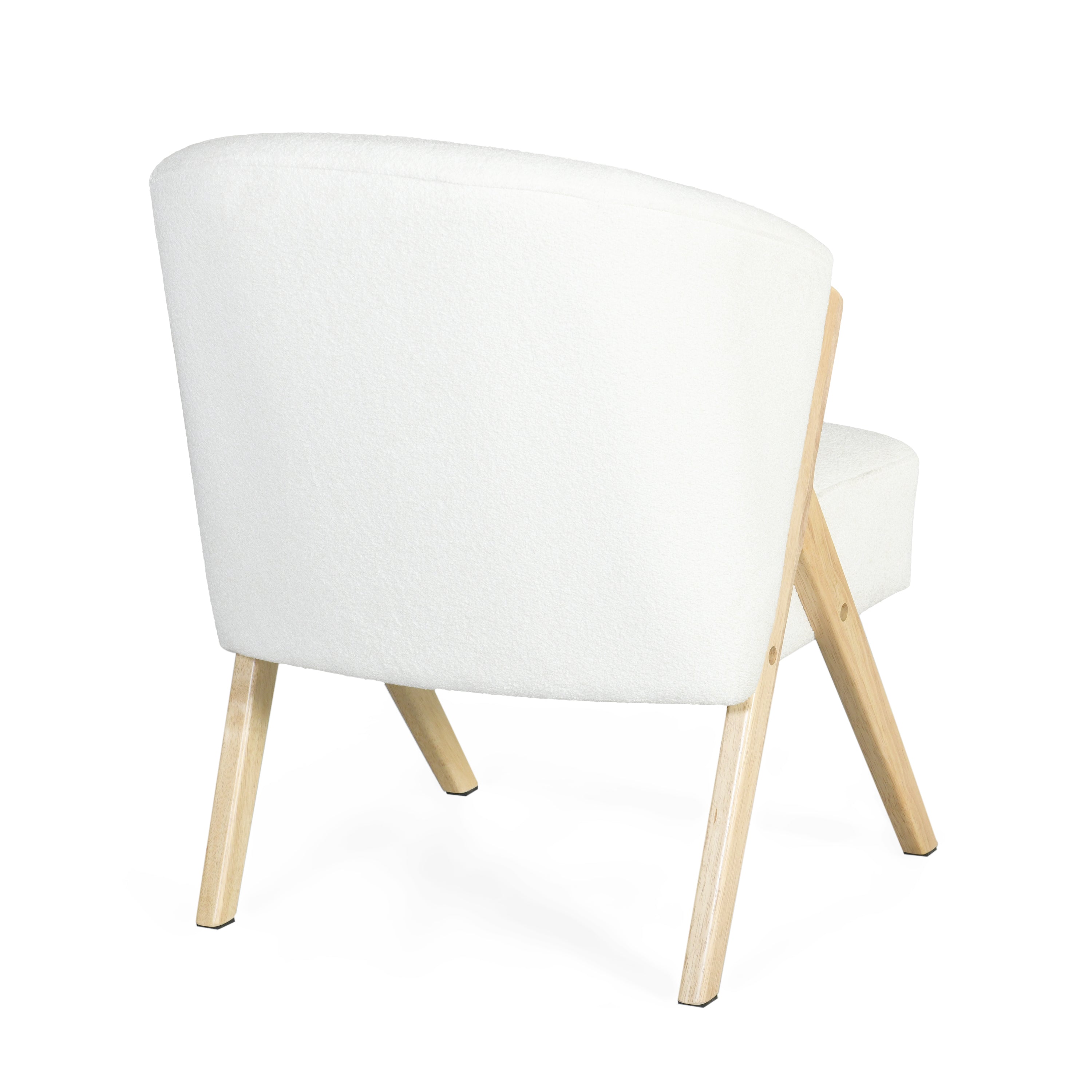 Modern Accent Chair with White Upholstery and Solid Wood Frame