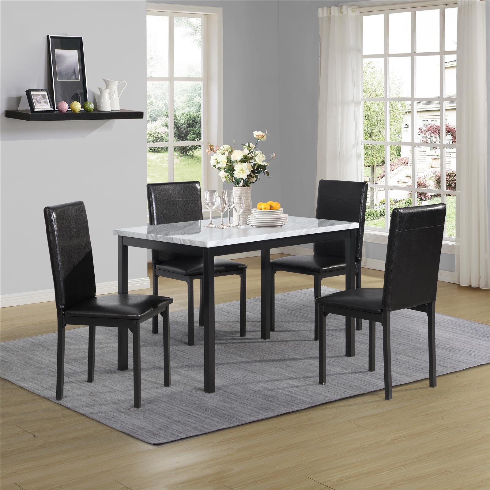 5-Piece Metal Dinette Set with Laminated