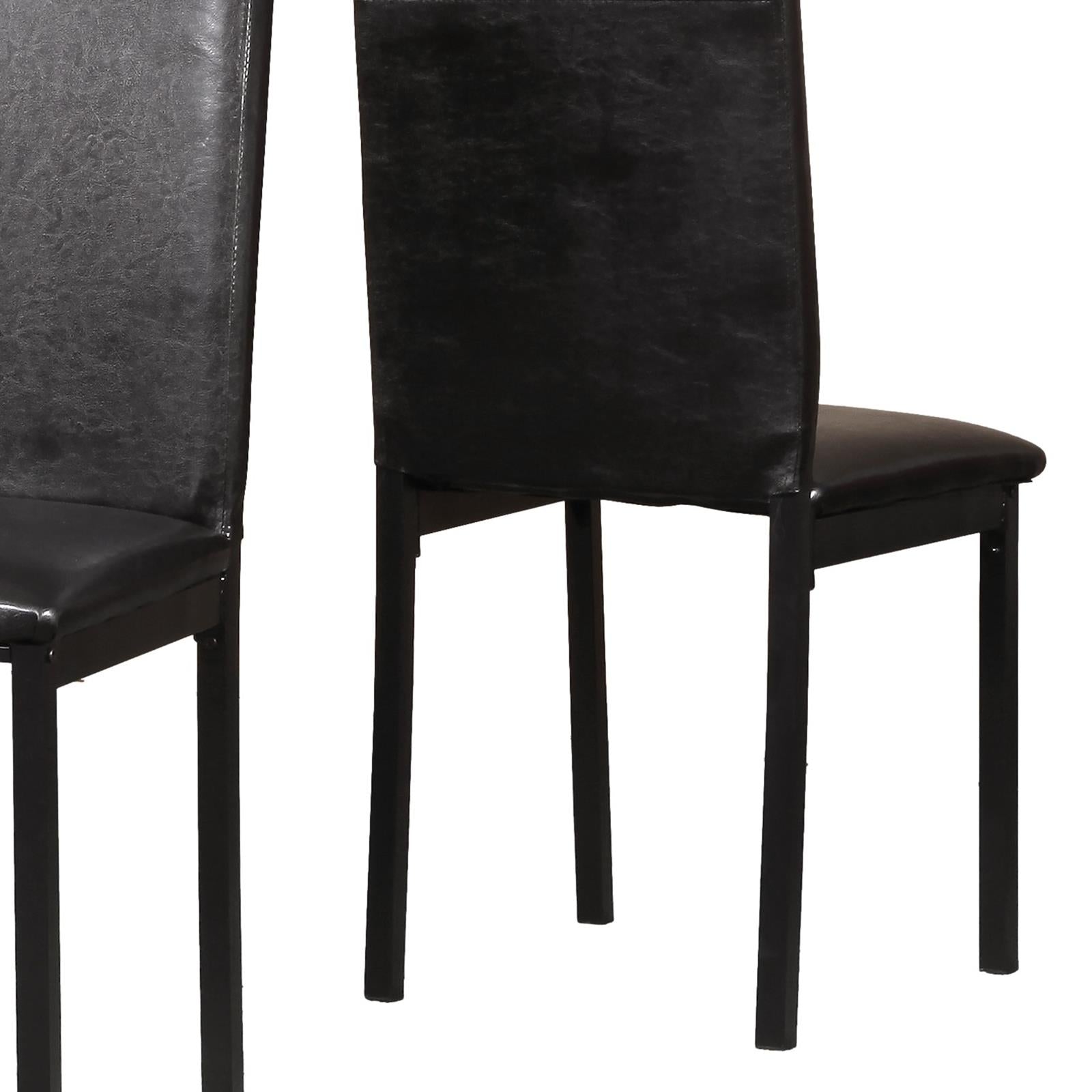 Faux Leather Seat Metal Frame Dining Chairs