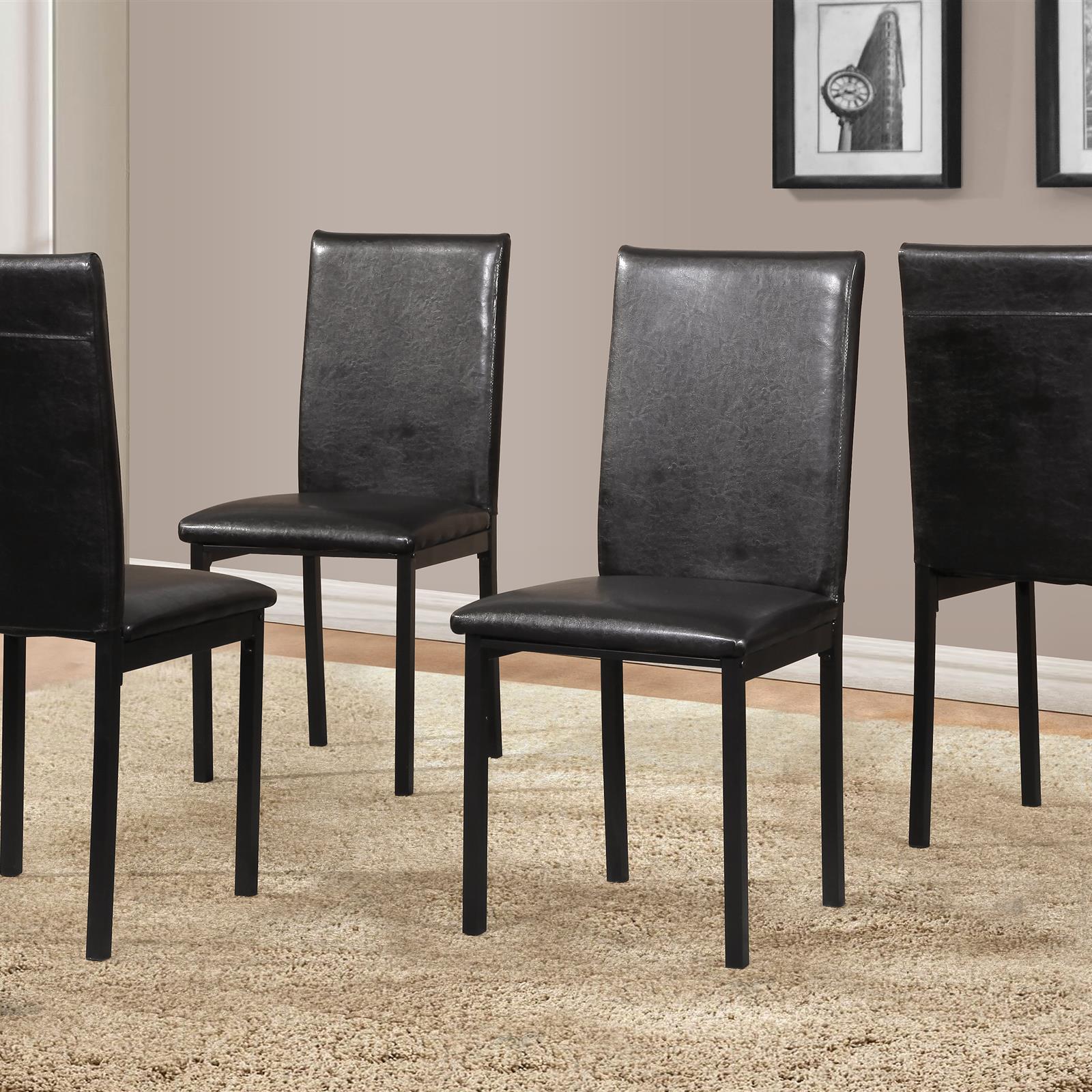 Faux Leather Seat Metal Frame Dining Chairs