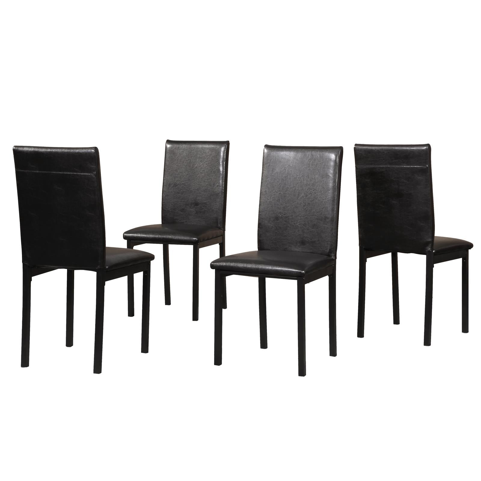 Faux Leather Seat Metal Frame Dining Chairs