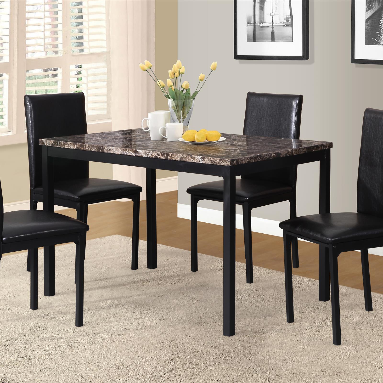 Faux Leather Seat Metal Frame Dining Chairs